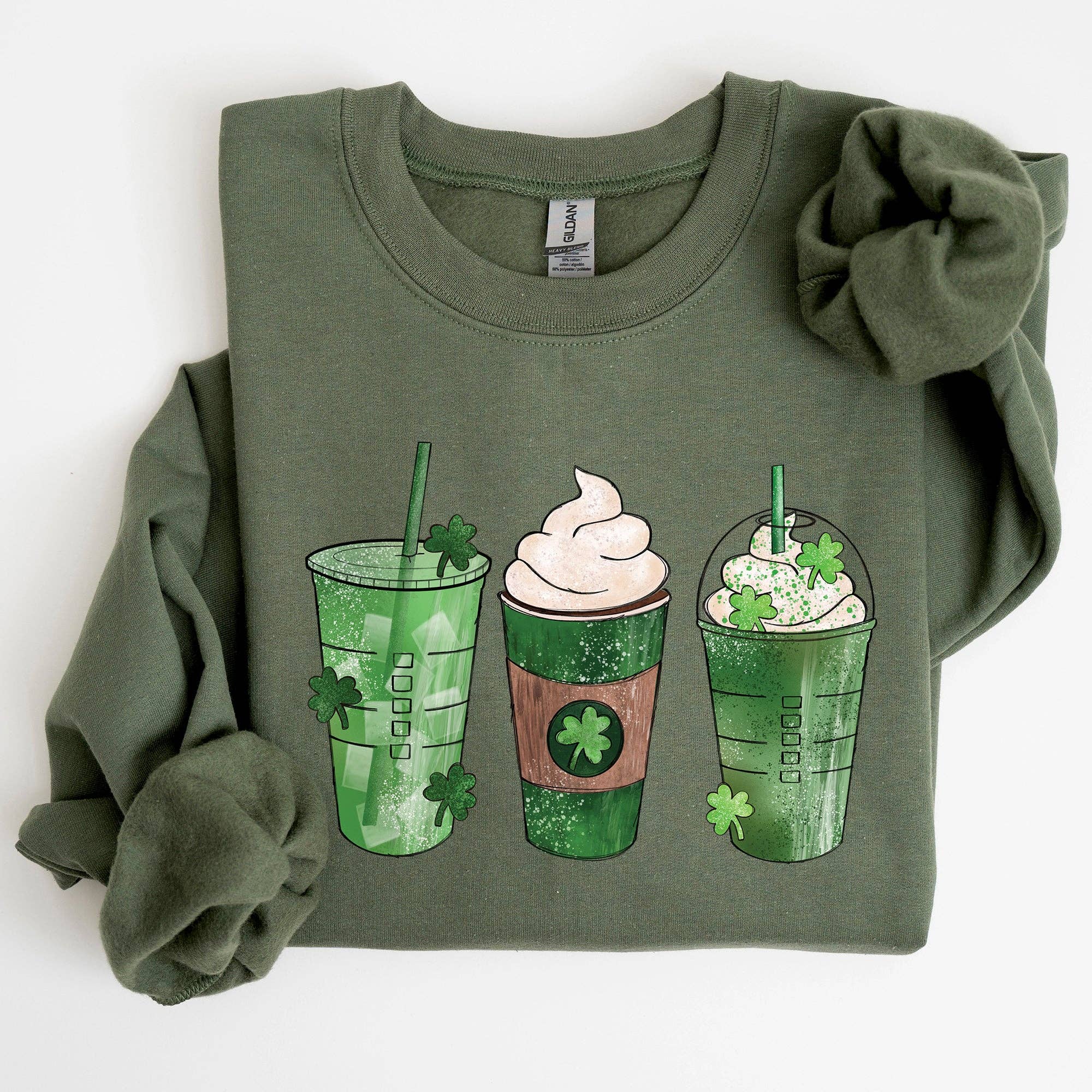 Iced Coffees, Shamrocks, St Patrick's Day Sweatshirt T-Shirts, Hoodie | PodTeesHub.com