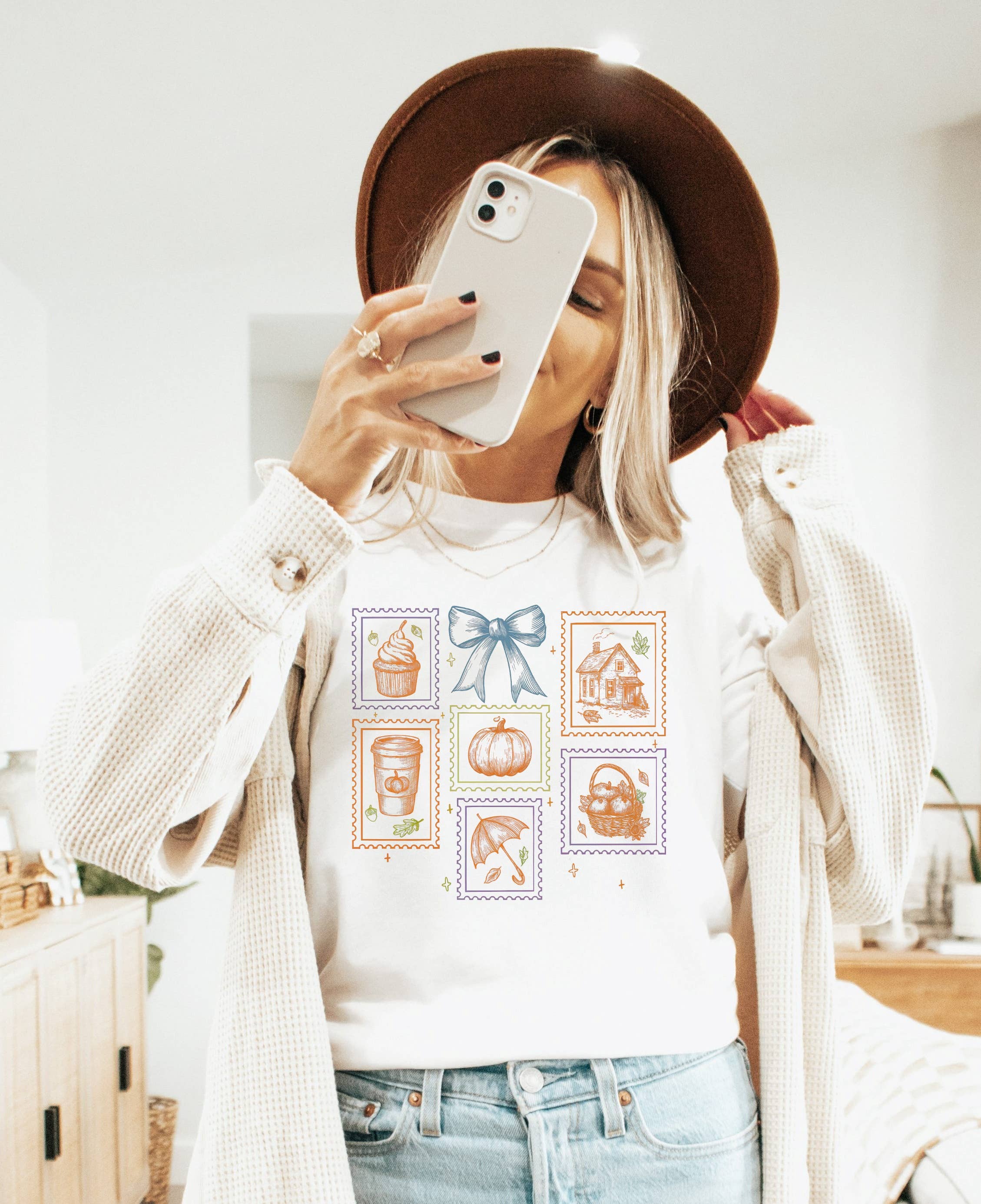 Fall Postage Stamps Graphic Tee | Trendy Fall Tee Hoodie, Sweatshirt | PodTeesHub.com