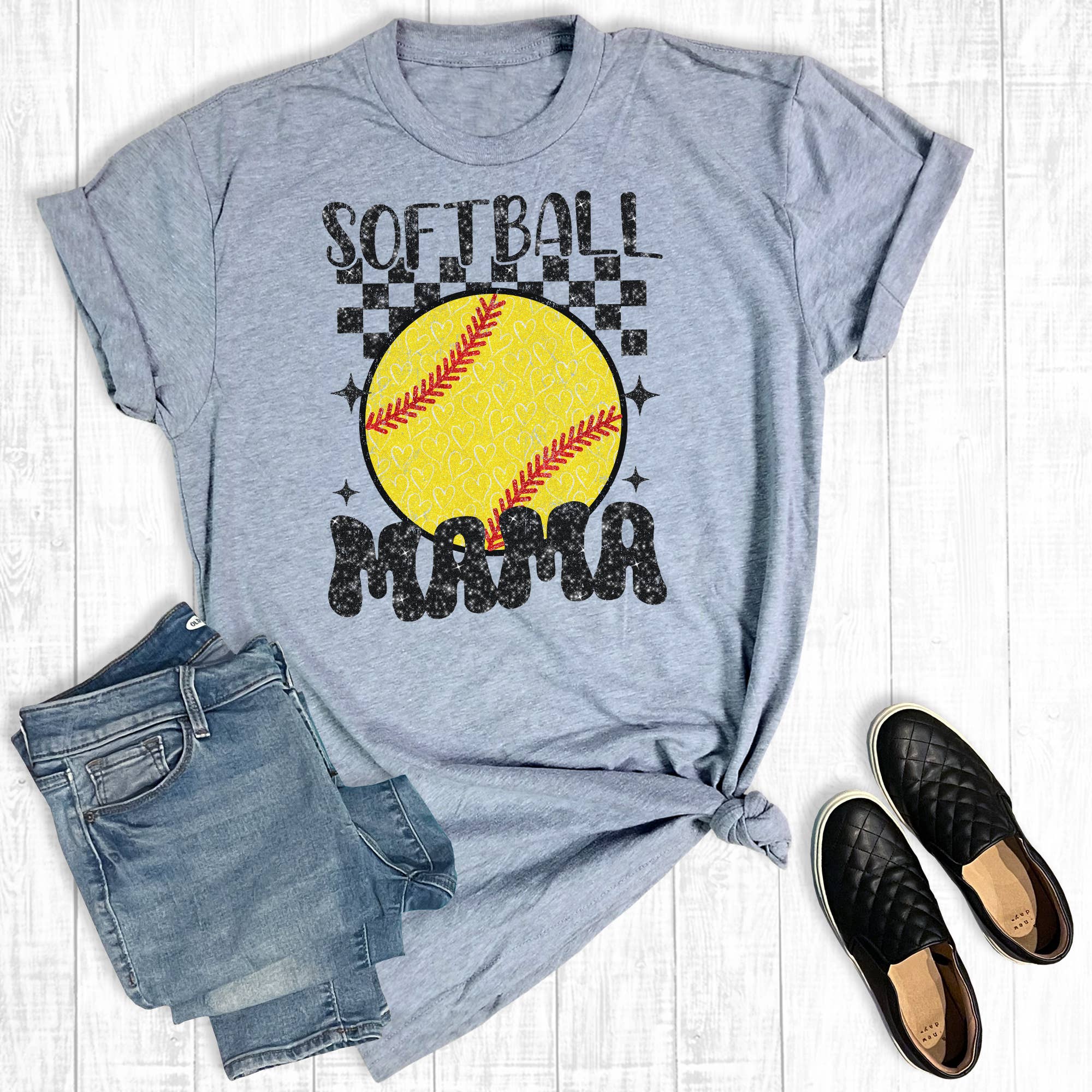 Retro Softball Mama Graphic Tee Hoodie, Sweatshirt | PodTeesHub.com