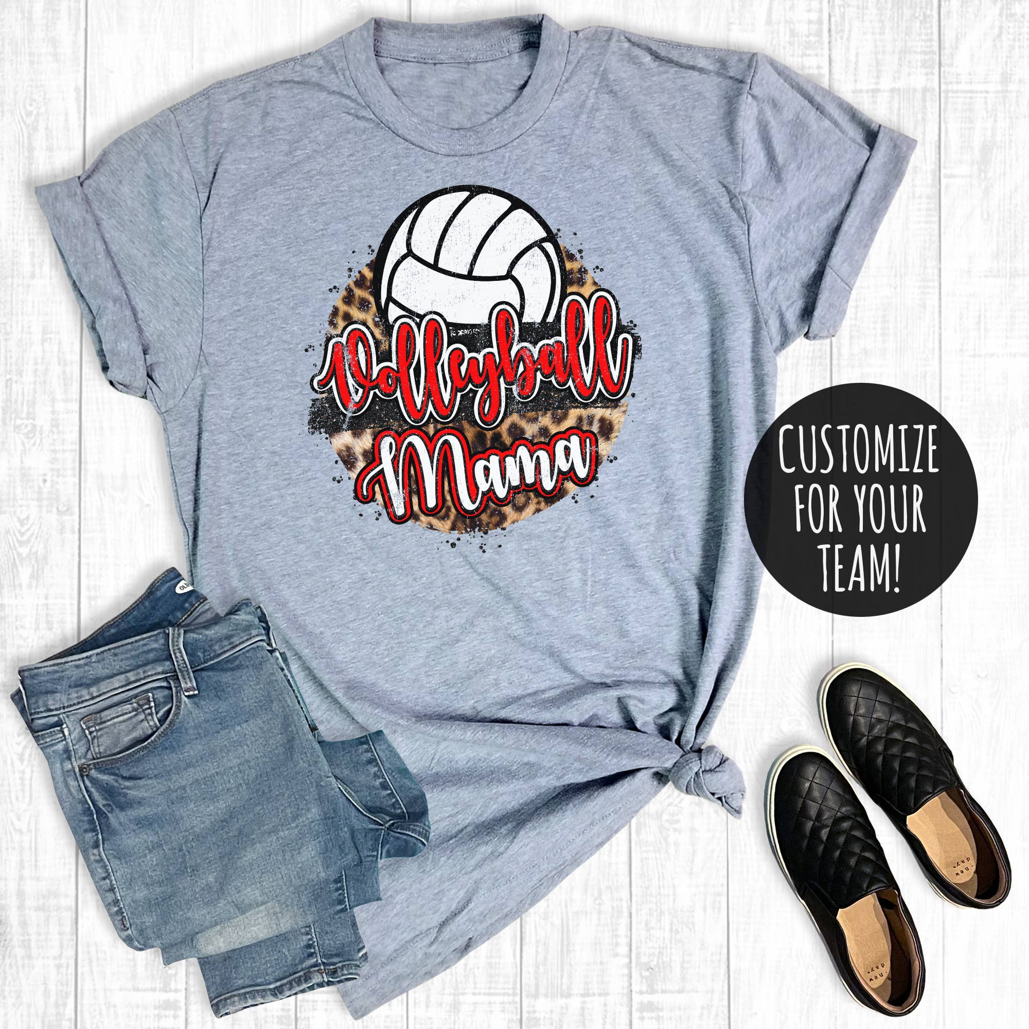 Custom Leopard Circle Volleyball Mama Graphic Tee Hoodie, Sweatshirt | PodTeesHub.com