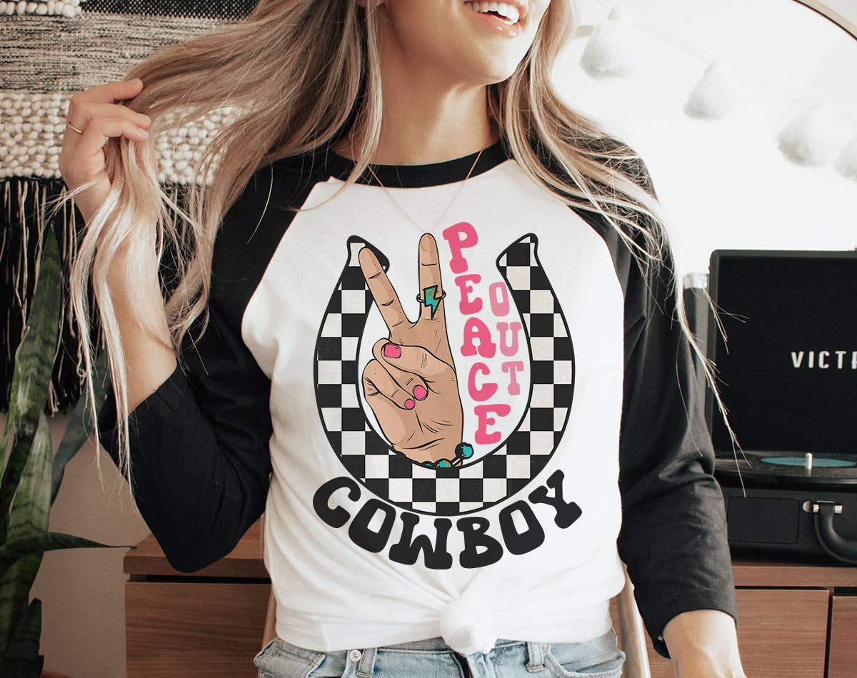 Peace Out Cowboy -  Hippie Western Baseball T-Shirt Hoodie, Sweatshirt | PodTeesHub.com