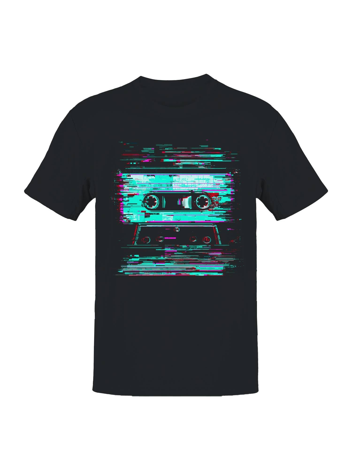 Retro Glitch Art Cassette Vibes Men's T-Shirt Hoodie, Sweatshirt | PodTeesHub.com