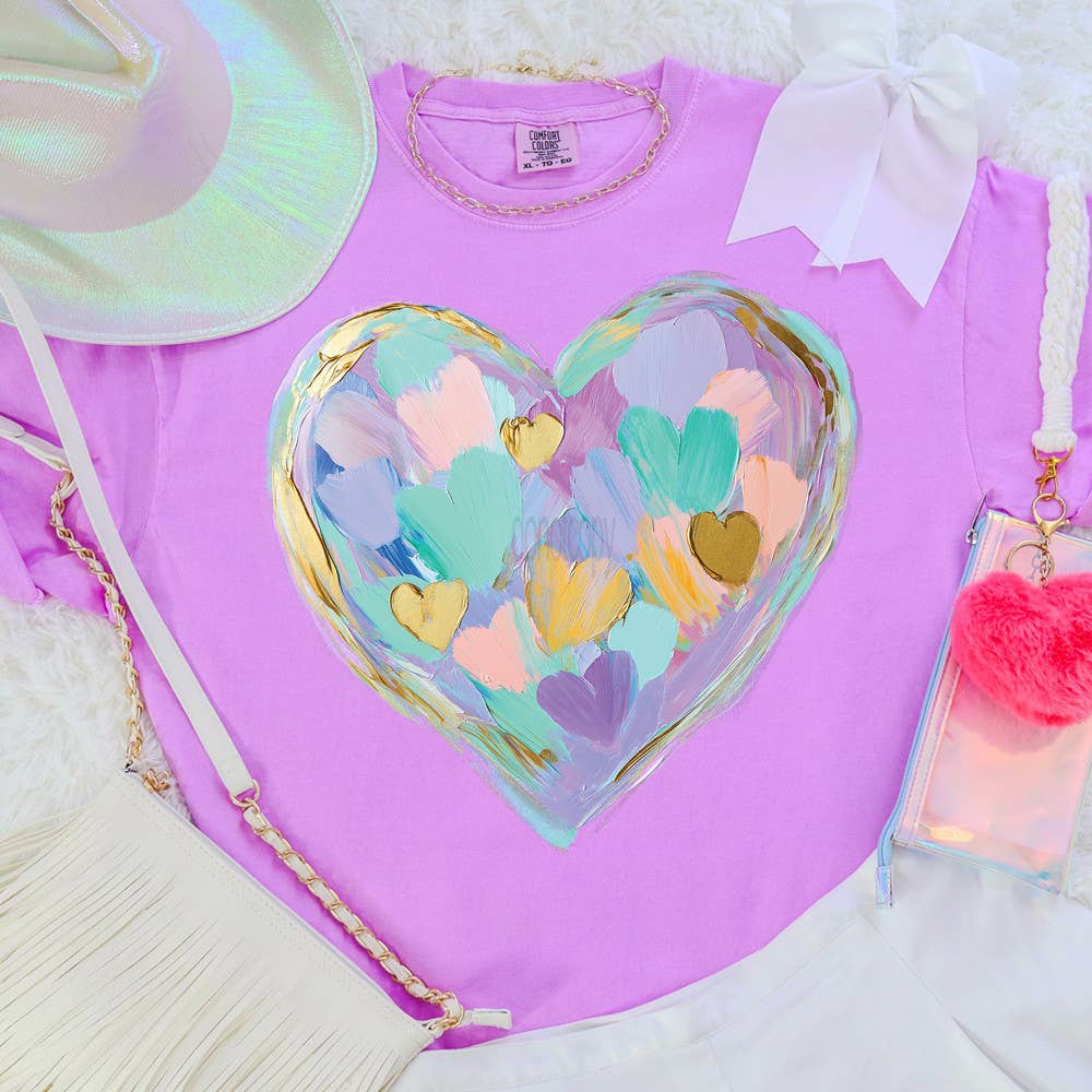 Faux Painted Pastel Heart Tee Hoodie, Sweatshirt | PodTeesHub.com