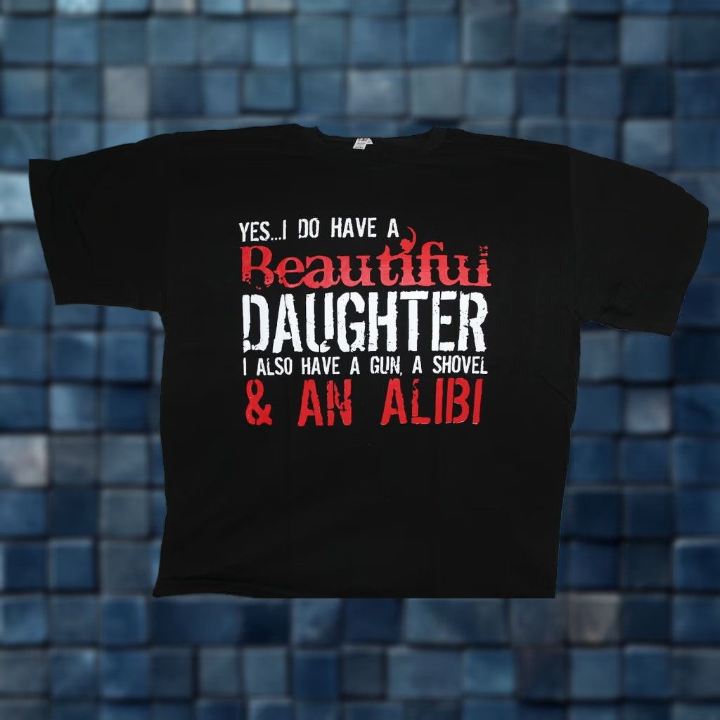 Vintage Alstyle Apparel Funny T Shirt Men Large Black Yes I Do Have A Beautiful Daughter Gun Hoodie, Sweatshirt