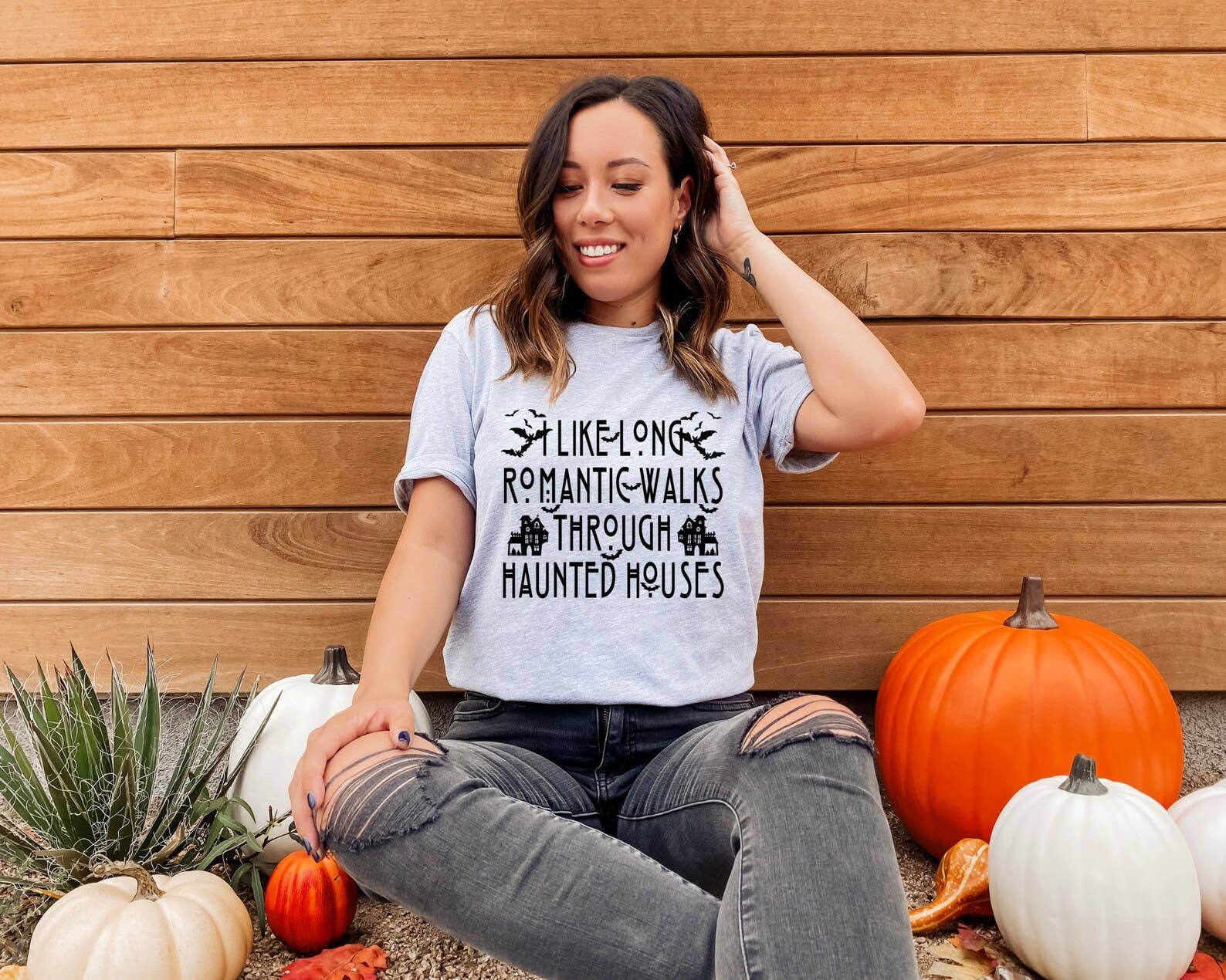 I Like Long Romantic Walks Through Haunted T-Shirt Hoodie, Sweatshirt | PodTeesHub.com