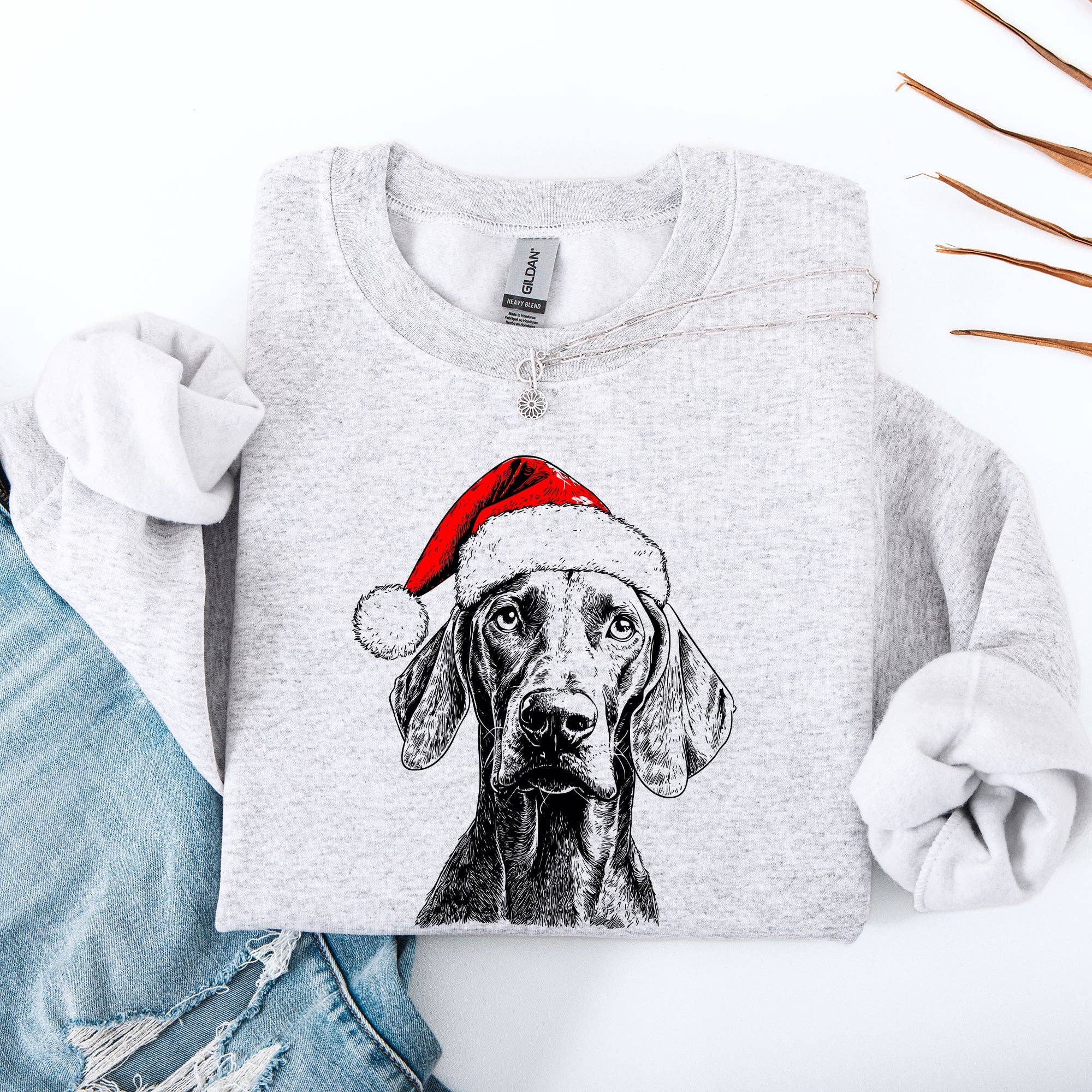 Weimaraner, Santa, Dog, Christmas, Dog Lover, Pet Sweatshirt T-Shirts, Hoodie | PodTeesHub.com