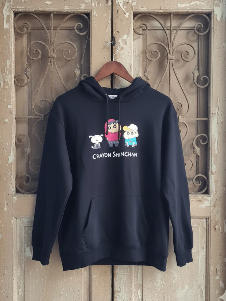 Anime Crayon Shin Chan Character Graphic Hoodie Black T-Shirts, Sweatshirt | PodTeesHub.com