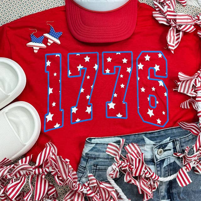 1776 Blue Puff White Stars Everyday Tee Hoodie, Sweatshirt | PodTeesHub.com
