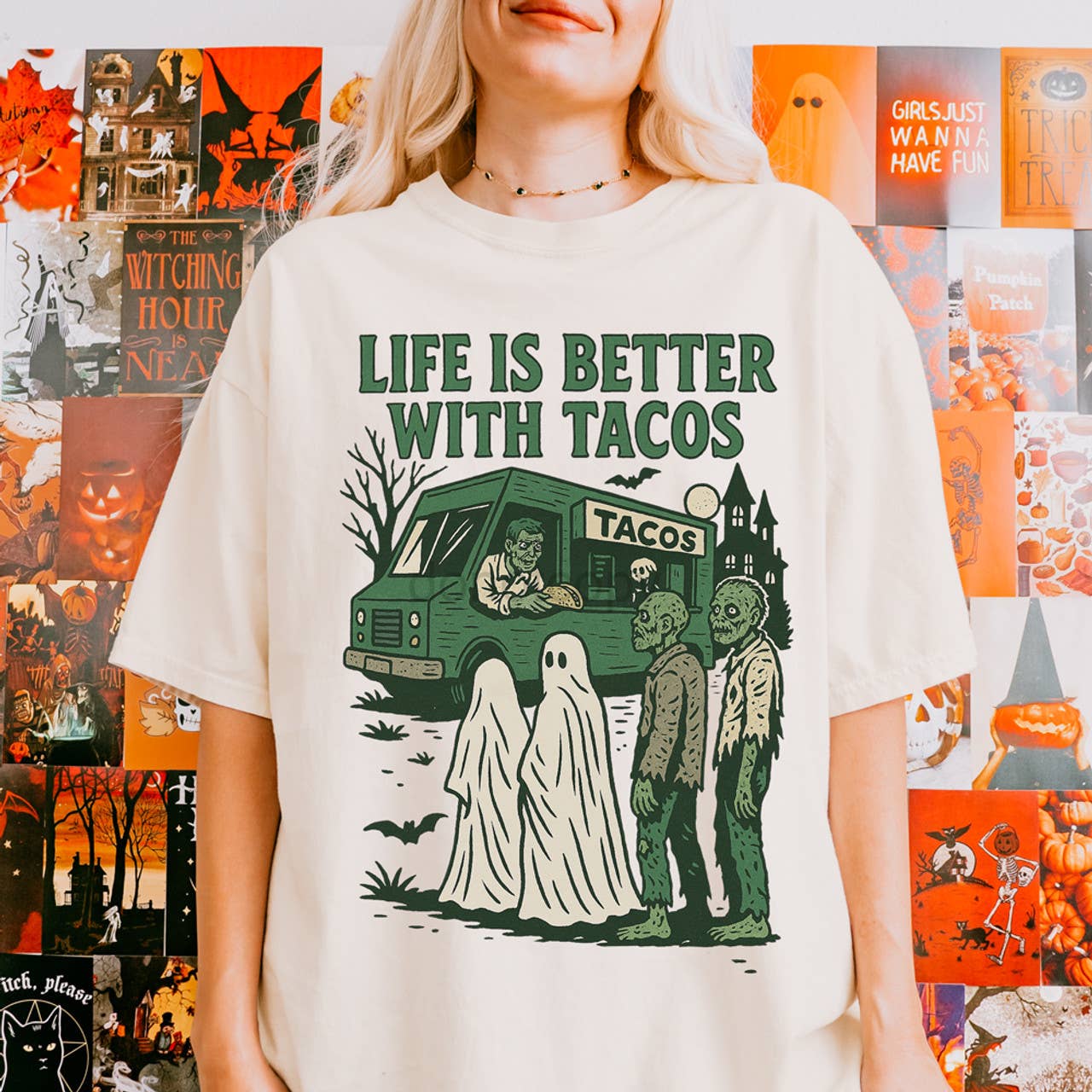 Life Is Better with Tacos Zombies Tee Hoodie, Sweatshirt | PodTeesHub.com