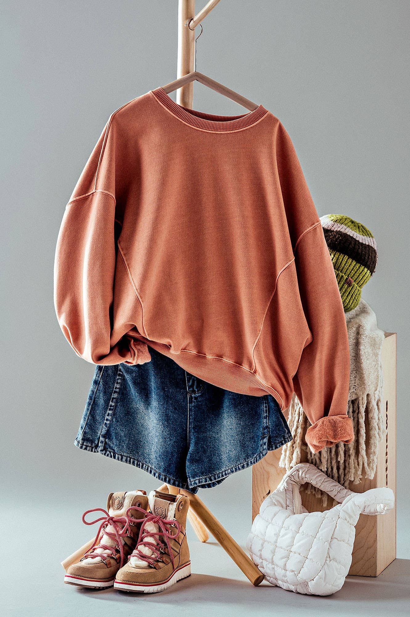 Crew Neck Comfort Washed Organic Cotton Spring Sweatshirt T-Shirts, Hoodie | PodTeesHub.com