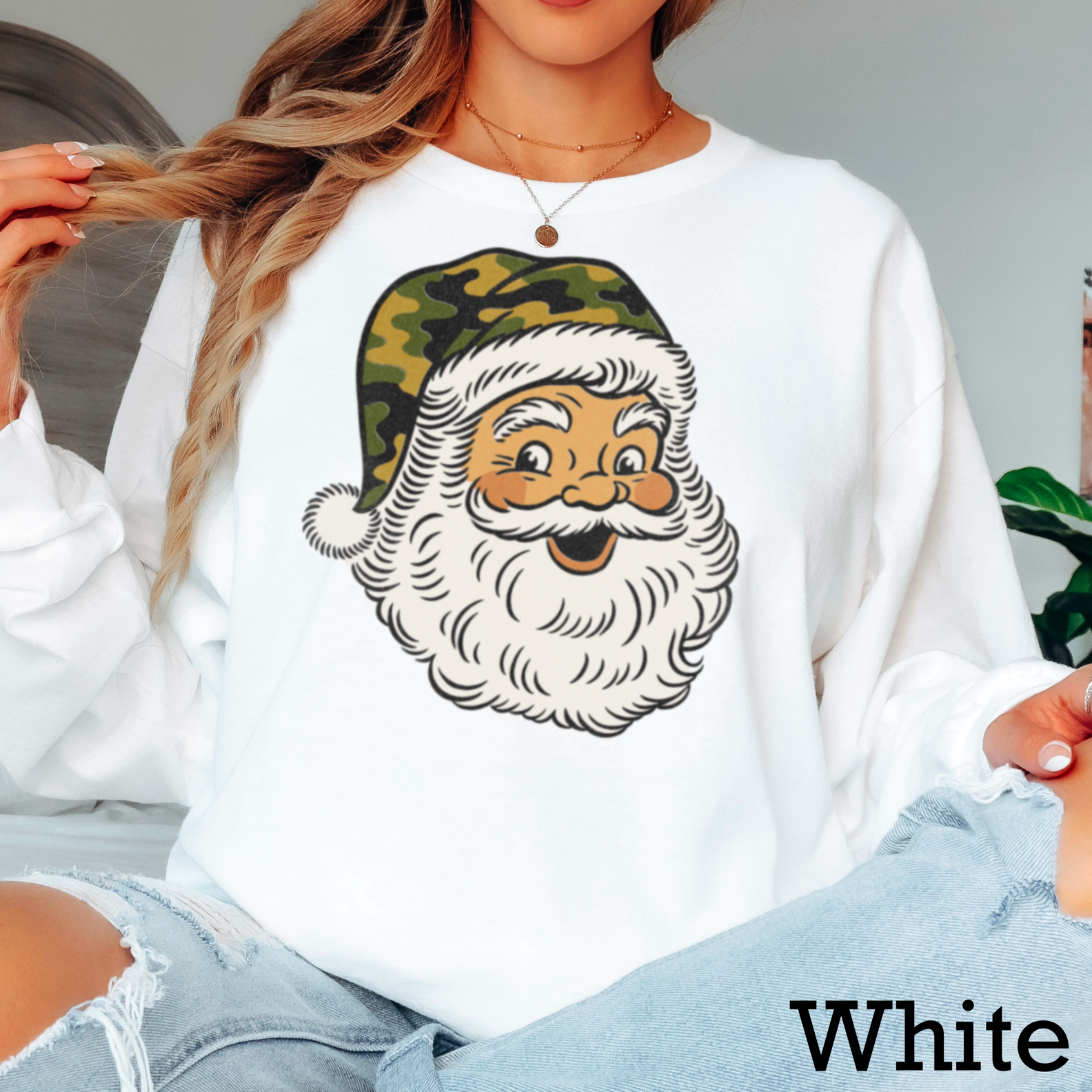 Camo Santa Christmas 2025 Long Sleeve Shirt | Gildan Hoodie, Sweatshirt | PodTeesHub.com