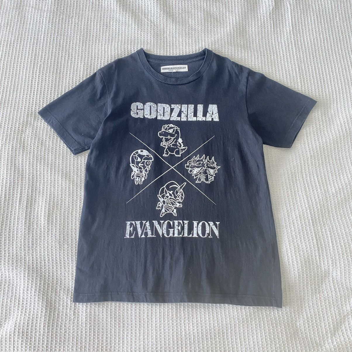Anime Faded Godzilla Vs Evangelion Japanese Anime Tee Hoodie, Sweatshirt | PodTeesHub.com