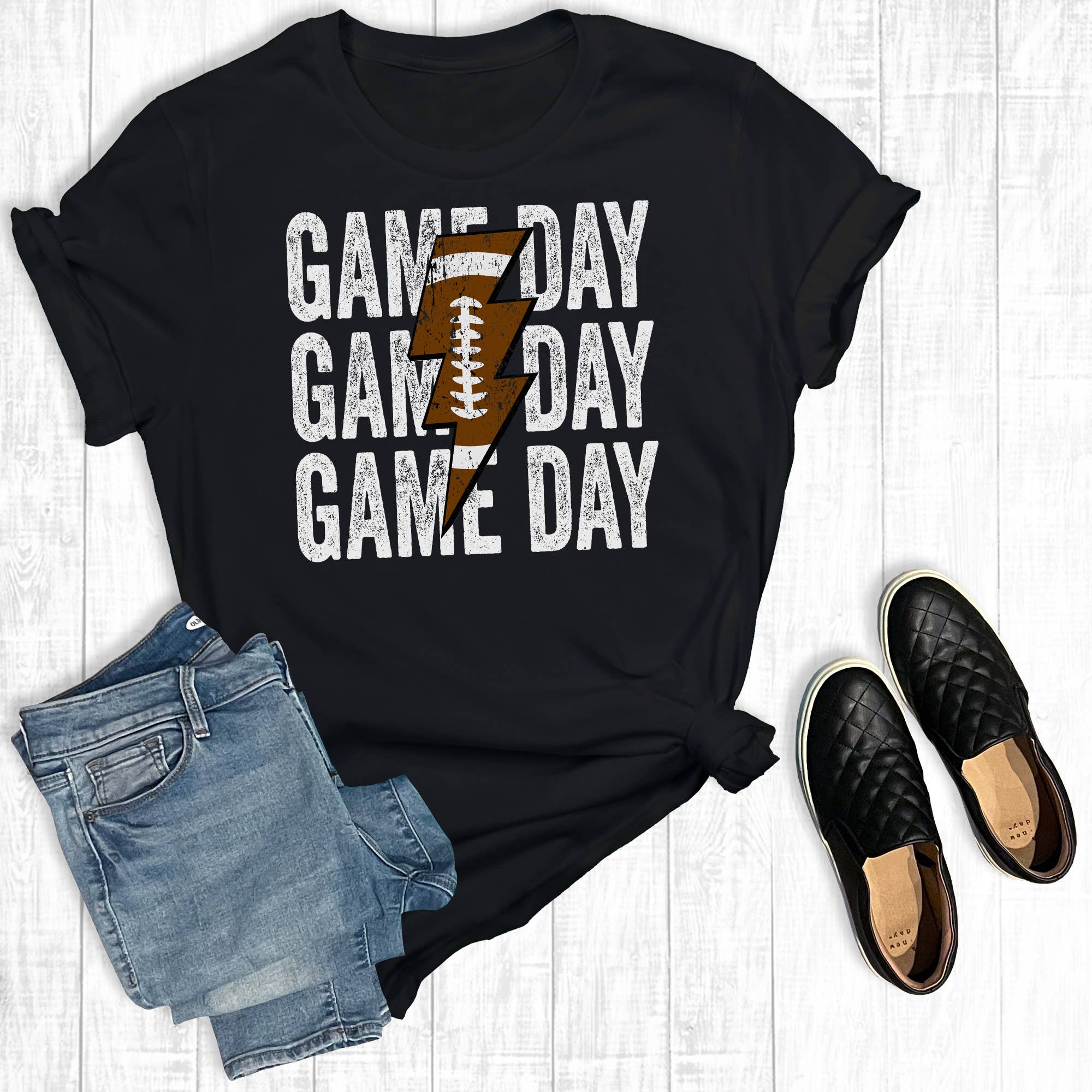 Football Lightning Bolt Game Day Graphic Tee Hoodie, Sweatshirt | PodTeesHub.com