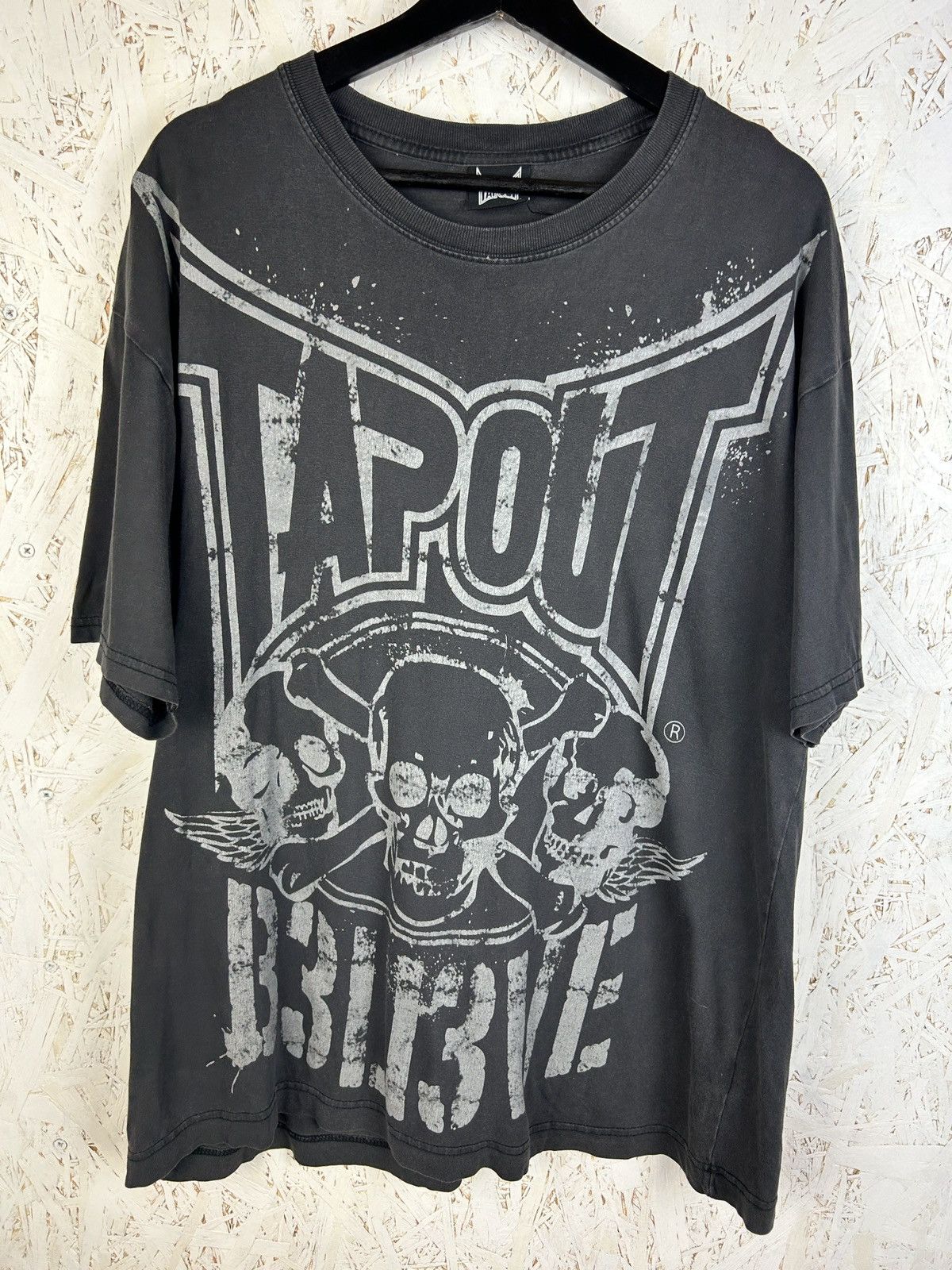 Vintage Tapout Faded Believe Skull Punk Audigier Style Tee Hoodie, Sweatshirt | PodTeesHub.com