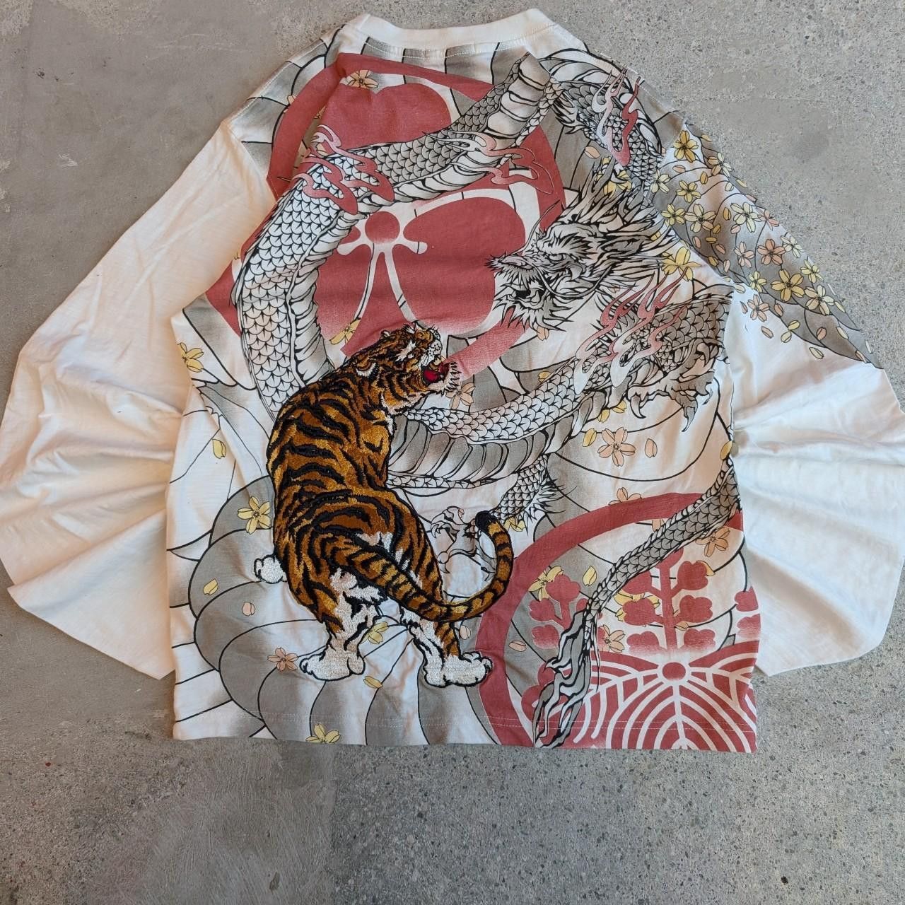 Karakuri Tamashii Crazy Japanese Early 2000s Aop Sukajan White Long Sleeve Tee Hoodie, Sweatshirt | PodTeesHub.com