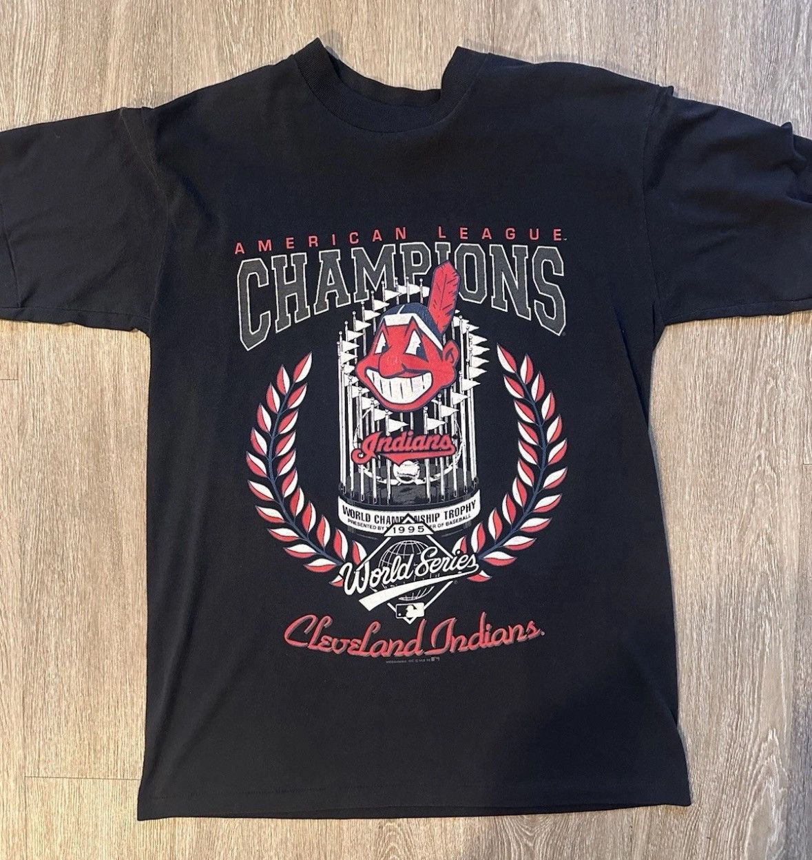 Vintage Cleveland Indians Al Champions T Shirt Size L 1995 Hoodie, Sweatshirt | PodTeesHub.com
