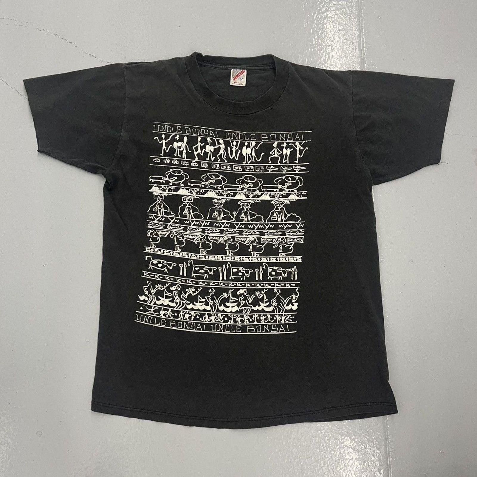 Vintage 90s Uncle Bonsai Black White Art Music T-Shirts, Hoodie, Sweatshirt