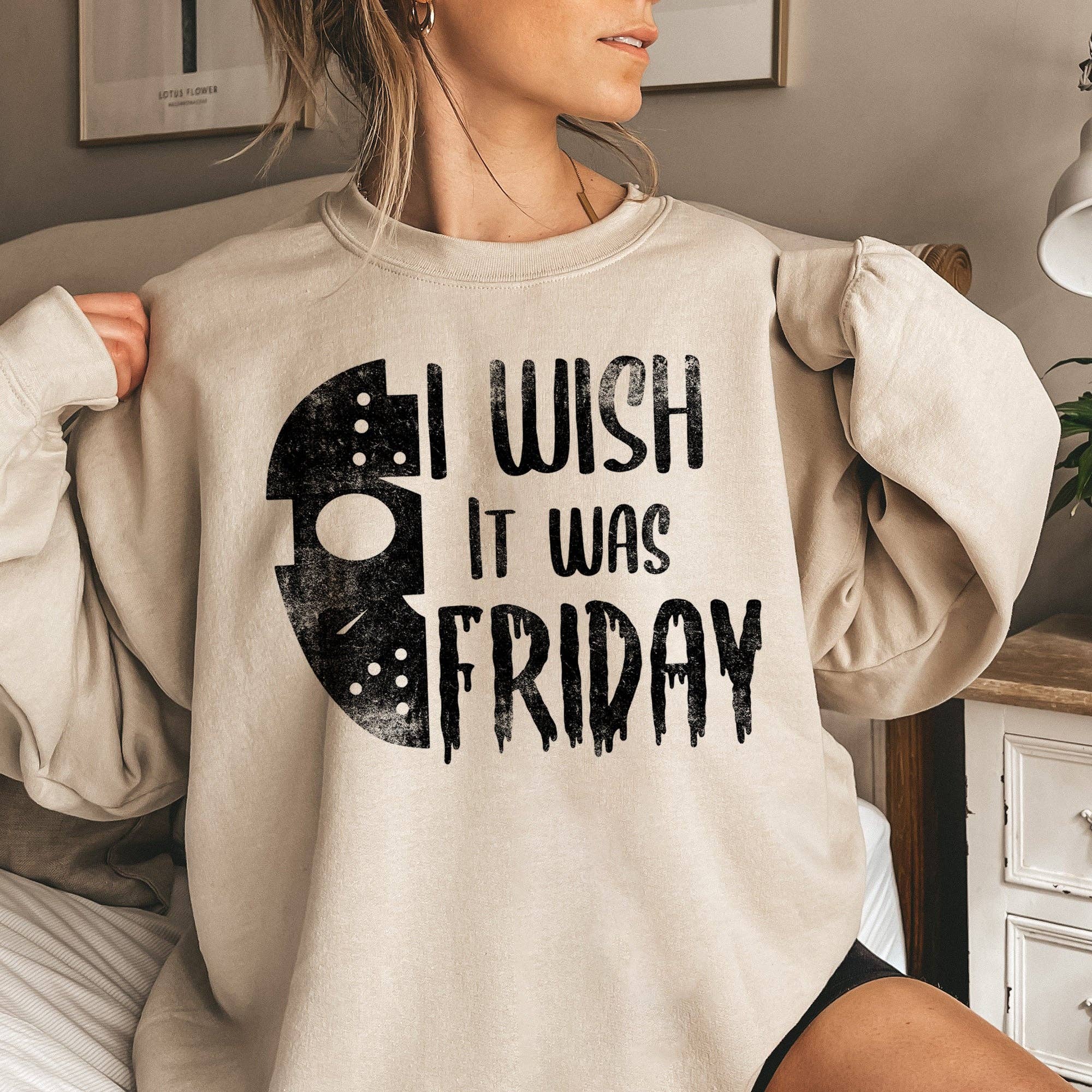 Wish It Was Friday Vintage Halloween Sweatshirt T-Shirts, Hoodie | PodTeesHub.com