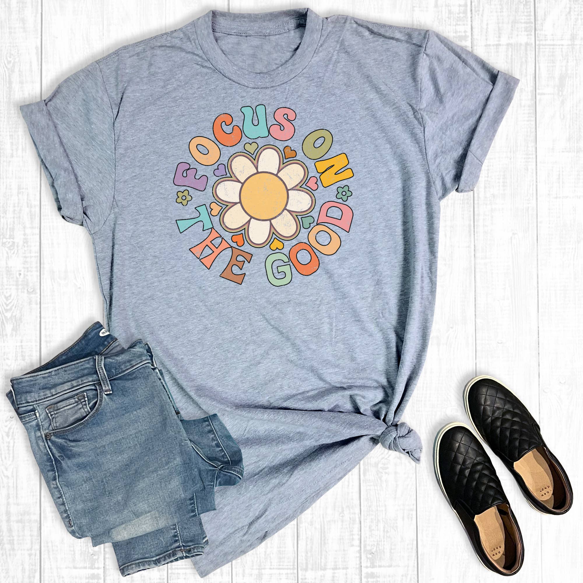 Retro Focus On the Good Dasiy Graphic Tee Hoodie, Sweatshirt | PodTeesHub.com