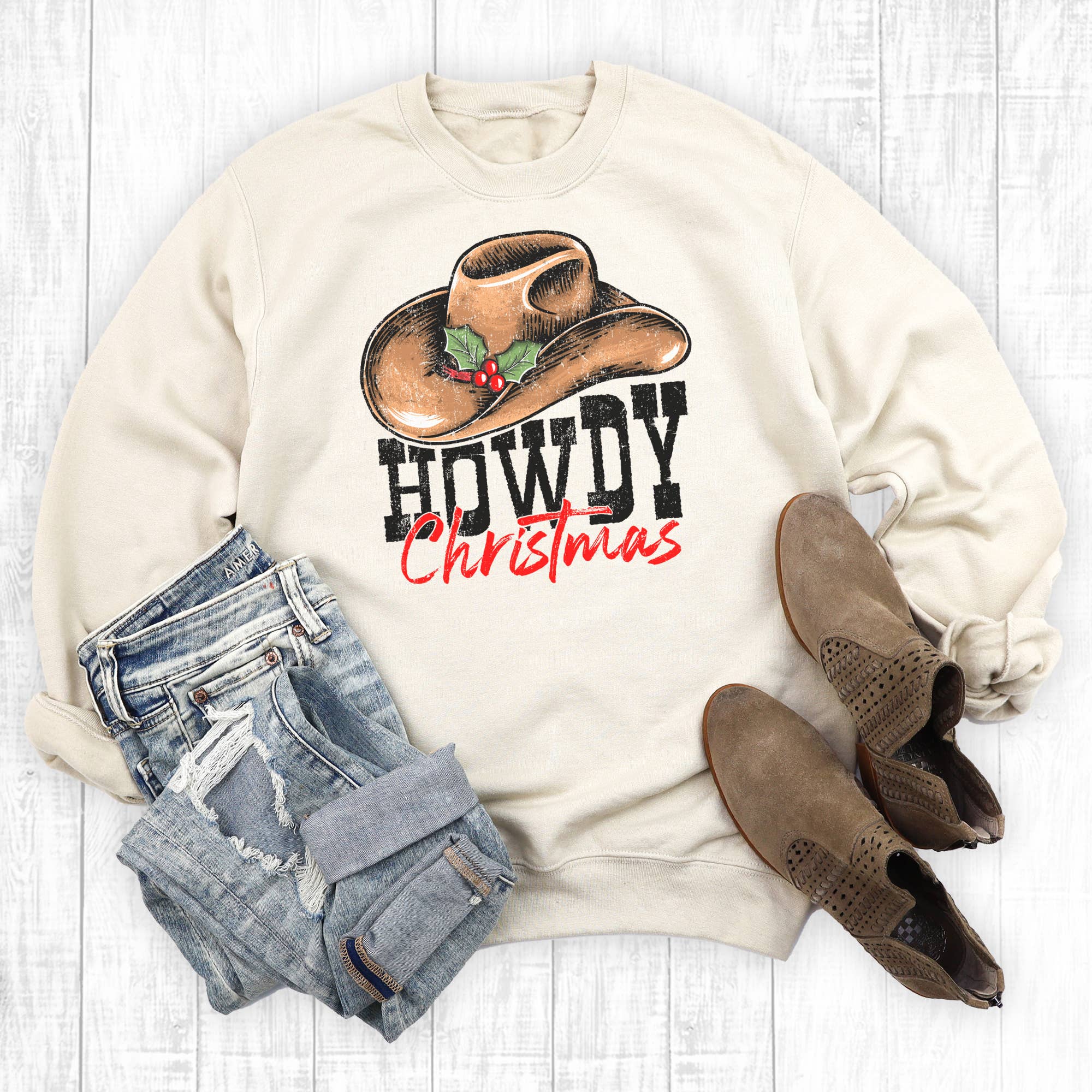 Western Cowboy Howdy Christmas Sweatshirt T-Shirts, Hoodie | PodTeesHub.com