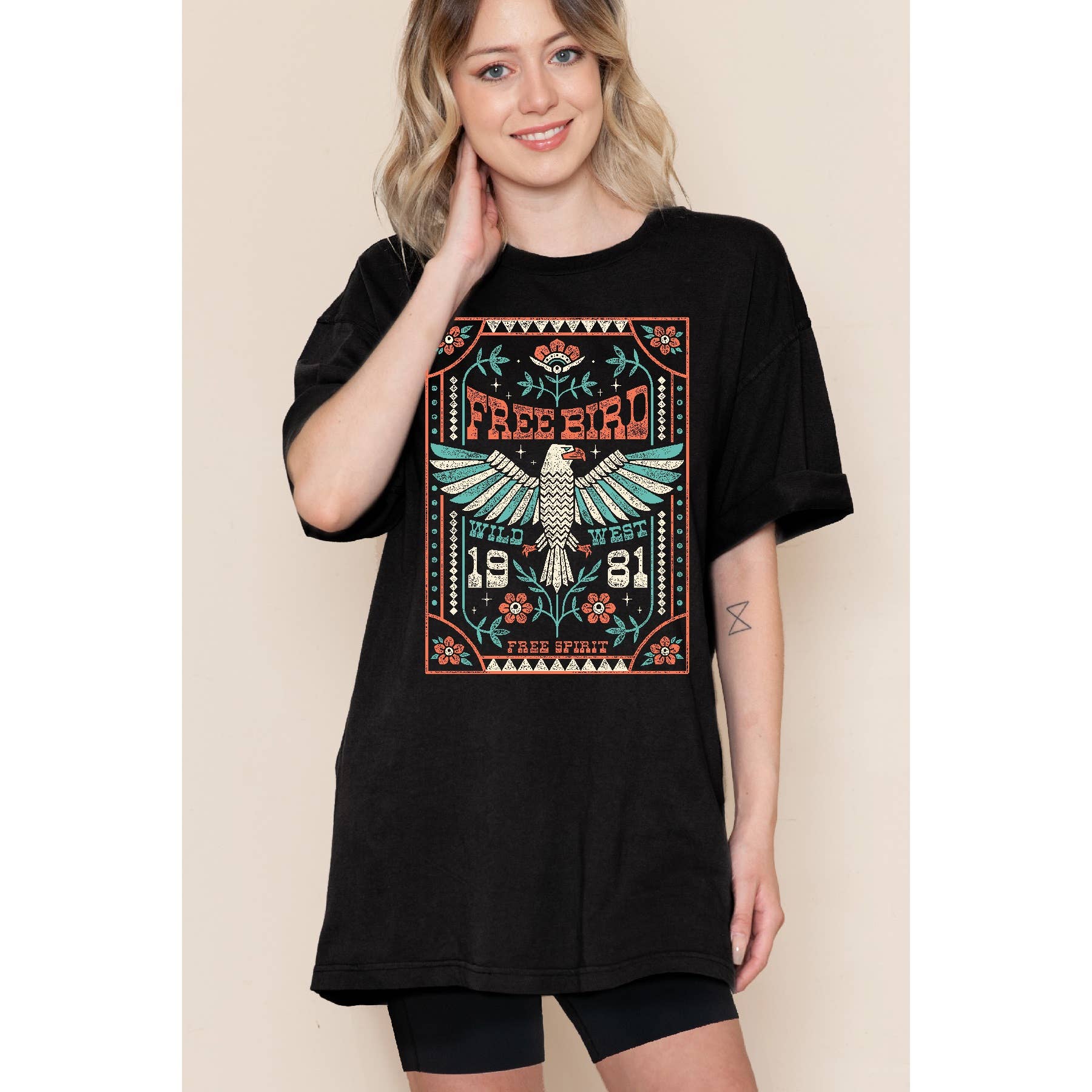 Free Bird Wild West - Oversized Unisex T Shirt Hoodie, Sweatshirt | PodTeesHub.com