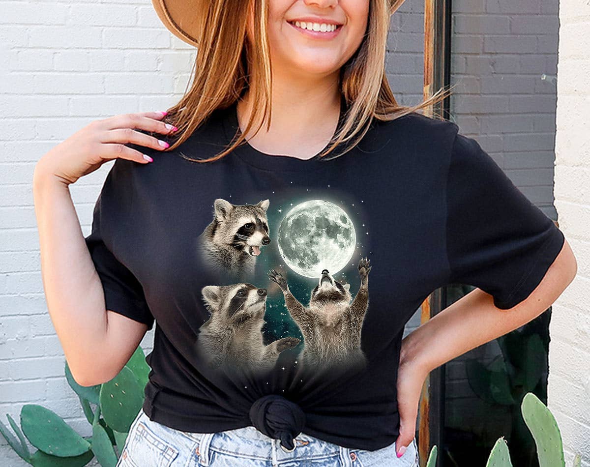 3 Raccoons Howling - Funny Raccoon Moon Meme T-Shirt Hoodie, Sweatshirt | PodTeesHub.com