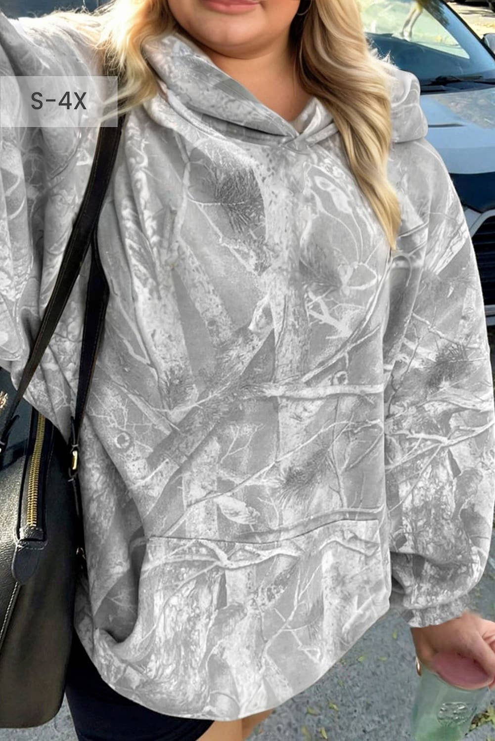 Plus Size Camo Woodland Print Oversized Sporty Hoodie (S-4X) T-Shirts, Sweatshirt | PodTeesHub.com