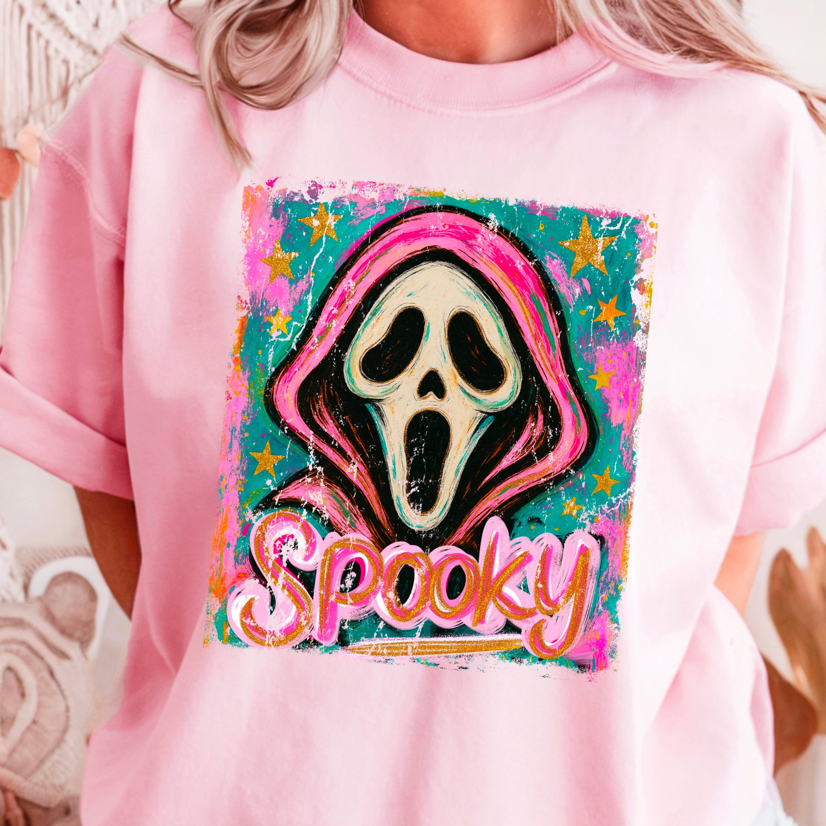 Spooky Ghost Halloween 2025 Women’S Graphic Tee | Gildan Hoodie, Sweatshirt | PodTeesHub.com
