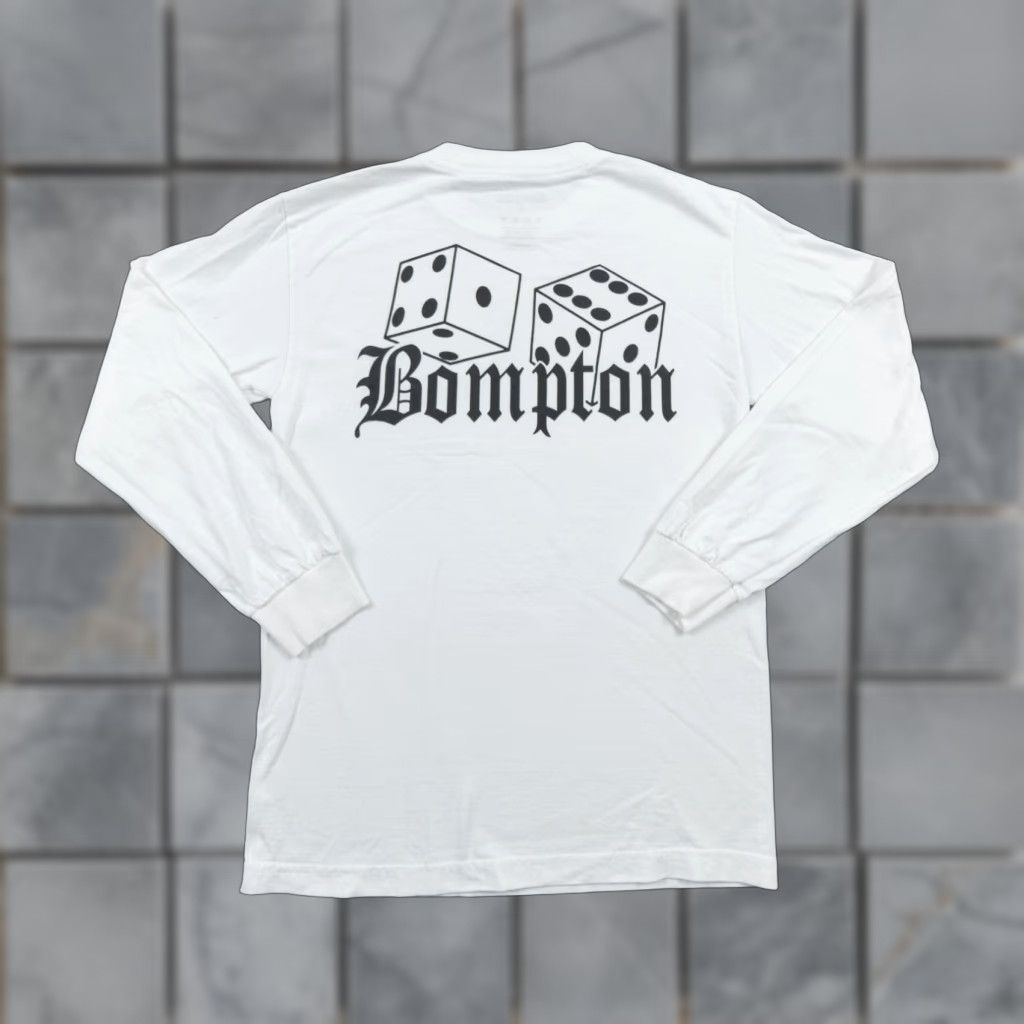 Vintage Bompton Long Sleeve Shirt Men Small White Hip Hop Tee Crewneck Hoodie, Sweatshirt | PodTeesHub.com