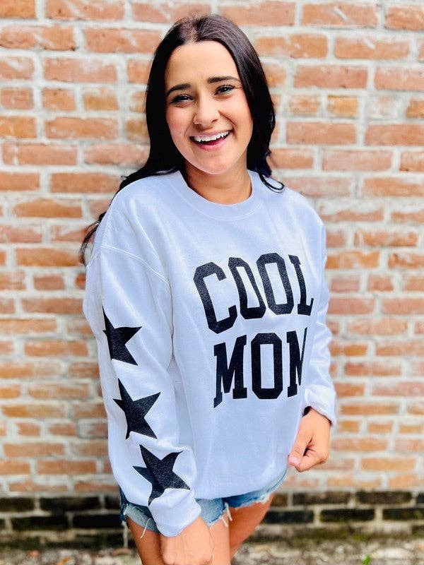 Cool Mom Glitter Sweatshirt with Sleeve Details T-Shirts, Hoodie | PodTeesHub.com