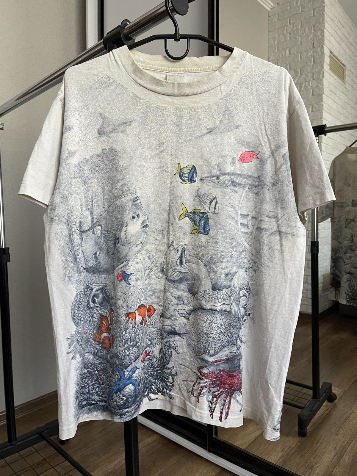 Vintage Fish Sea Ocean Vintage T Shirt Tee 90s All Over Print Aop Hoodie, Sweatshirt | PodTeesHub.com