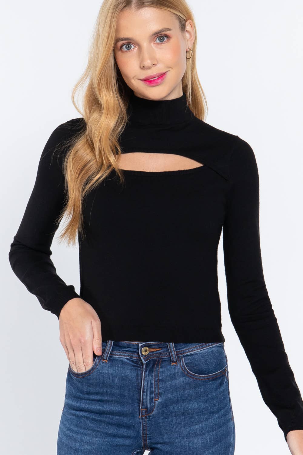 .SI-21186 Fitted Long Slv Mock Neck Keyhole Sweater T-Shirts, Hoodie, Sweatshirt | PodTeesHub.com