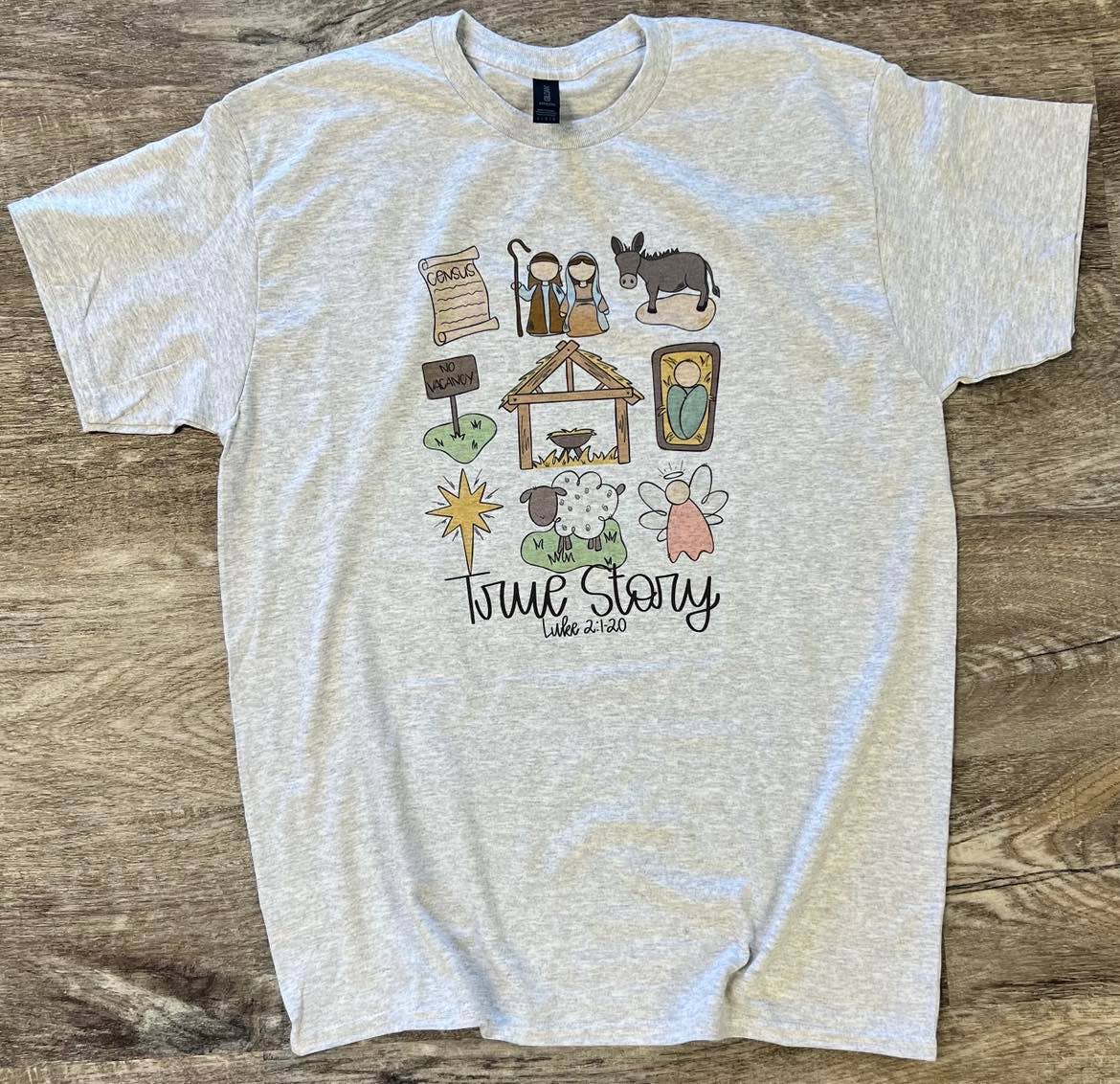 True Story Nativity Collage On Ash Gray Tee Hoodie, Sweatshirt | PodTeesHub.com
