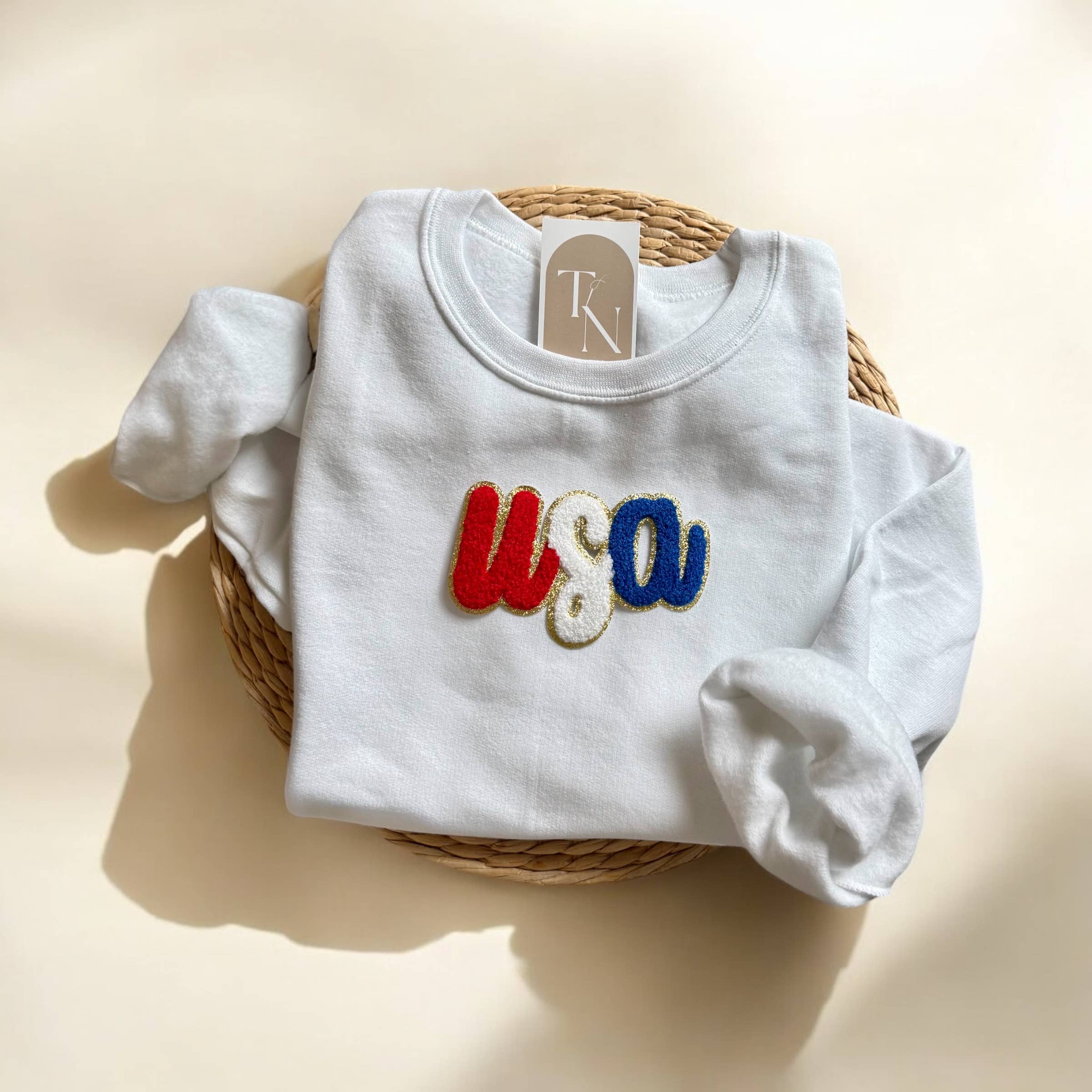 Chenille Patch USA Sweatshirt, Memorial Day Apparel T-Shirts, Hoodie | PodTeesHub.com