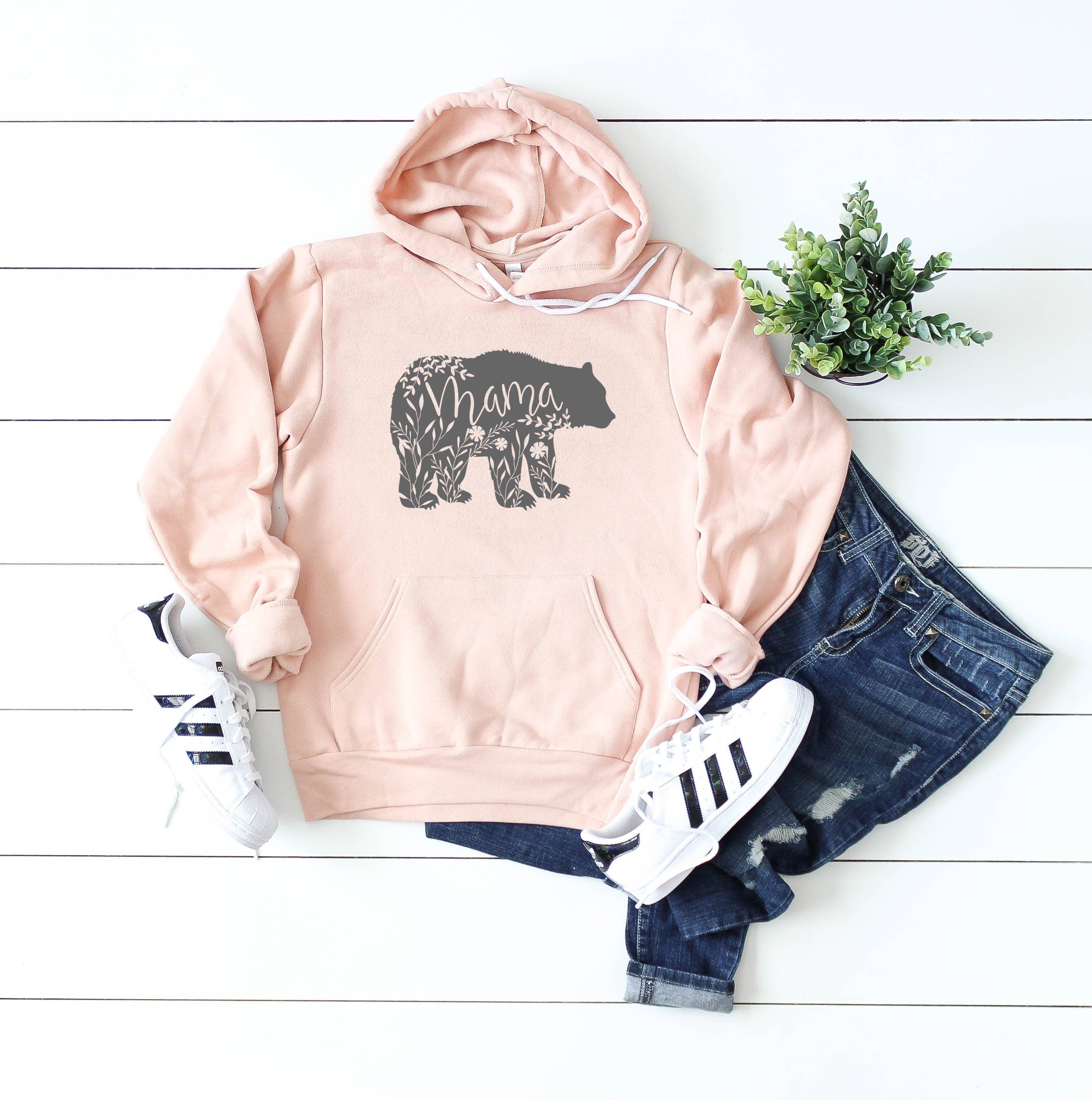 Peach Mama Bear Hooded Sweatshirt T-Shirts, Hoodie | PodTeesHub.com