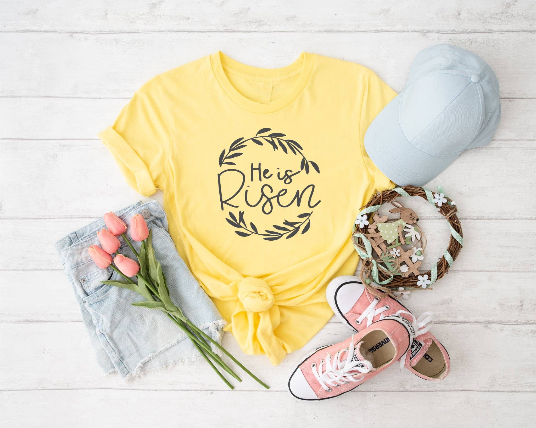 New Easter He Is Risen Yellow Bella Graphic Tee Free Ship Hoodie, Sweatshirt | PodTeesHub.com