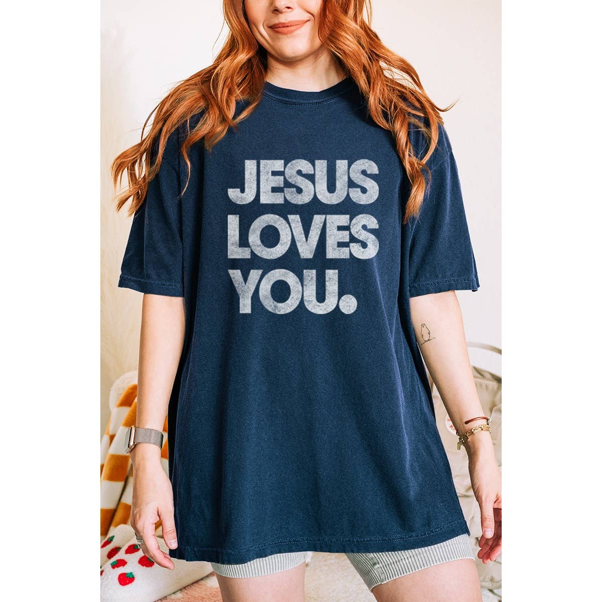 Jesus Loves You Vintage Graphic Oversized Tee Hoodie, Sweatshirt | PodTeesHub.com