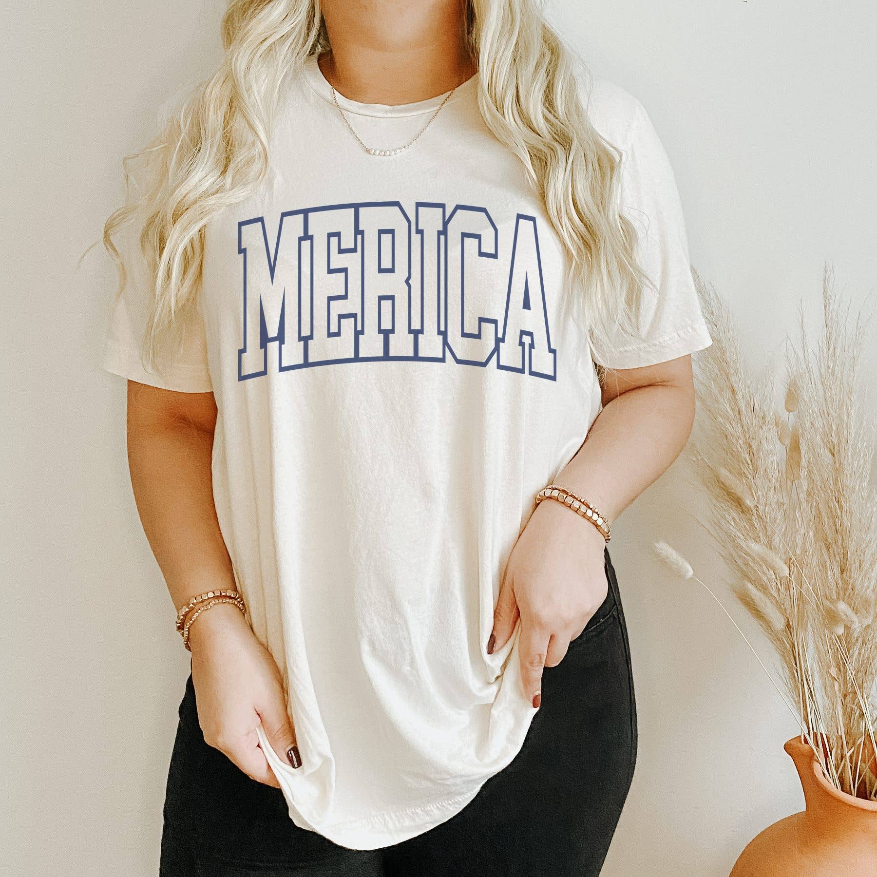 Merica College Block Tee | Patriotic T Shirt Hoodie, Sweatshirt | PodTeesHub.com