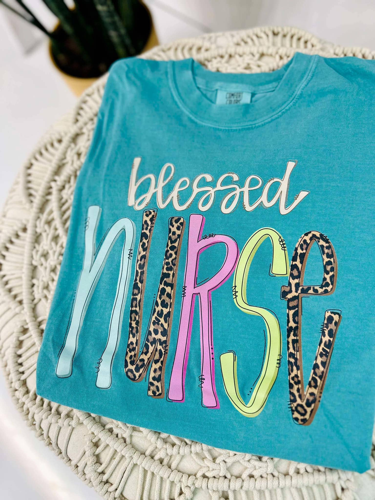 Blessed Nurse Leopard Multi Dtf Tee Hoodie, Sweatshirt | PodTeesHub.com