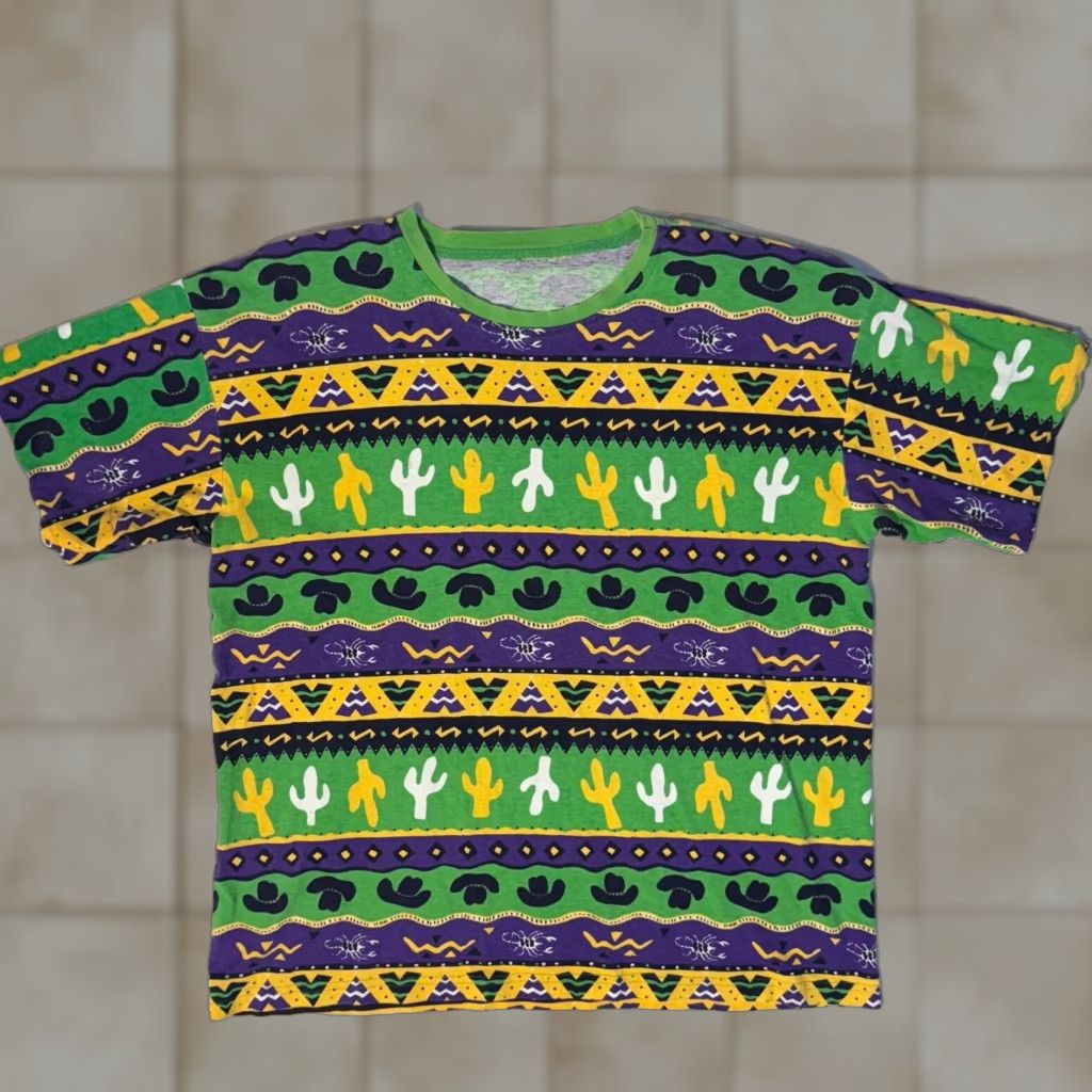 Vintage 80s Texas Southwestern Border Green Purple Aop Retro Xl T-Shirts, Hoodie, Sweatshirt