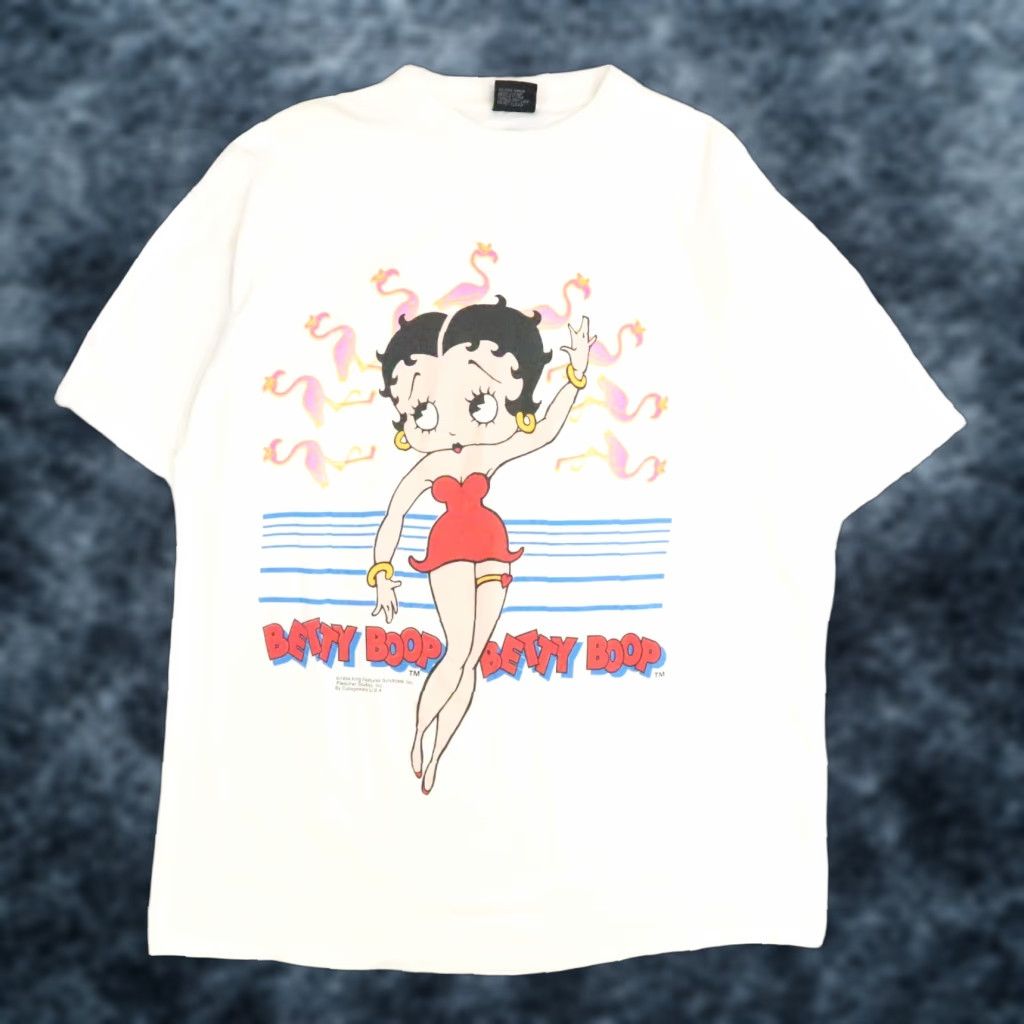 Vintage Betty Boop T Shirt 3xl Cartoon Promo Men Shirt Adults White Cotton Short Sleeve Crew Hoodie, Sweatshirt