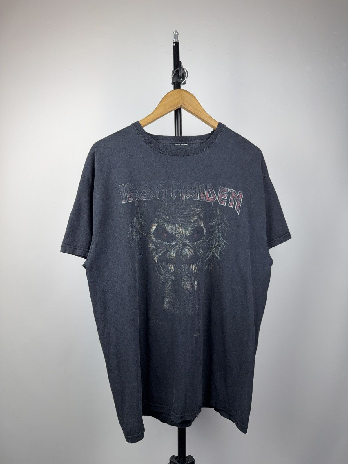 Maiden 00s Iron Maiden Eddie Faded Graphic Tee Vintage Black Rock Hoodie, Sweatshirt | PodTeesHub.com