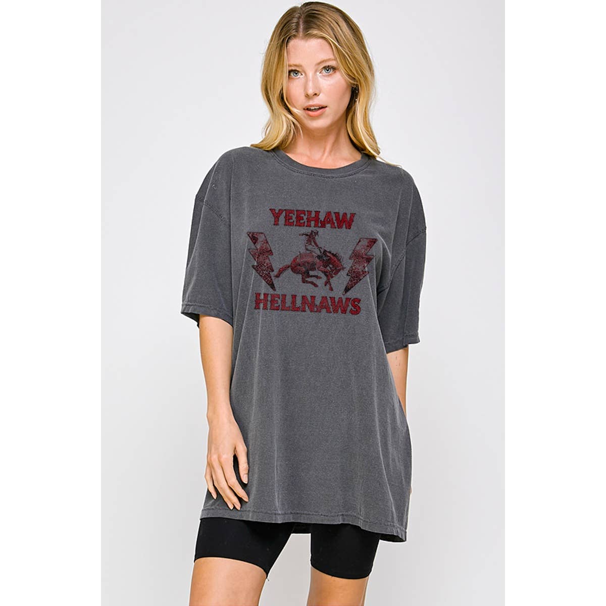 Yeehaw Hellnaws Graphic Oversized Tee Hoodie, Sweatshirt | PodTeesHub.com