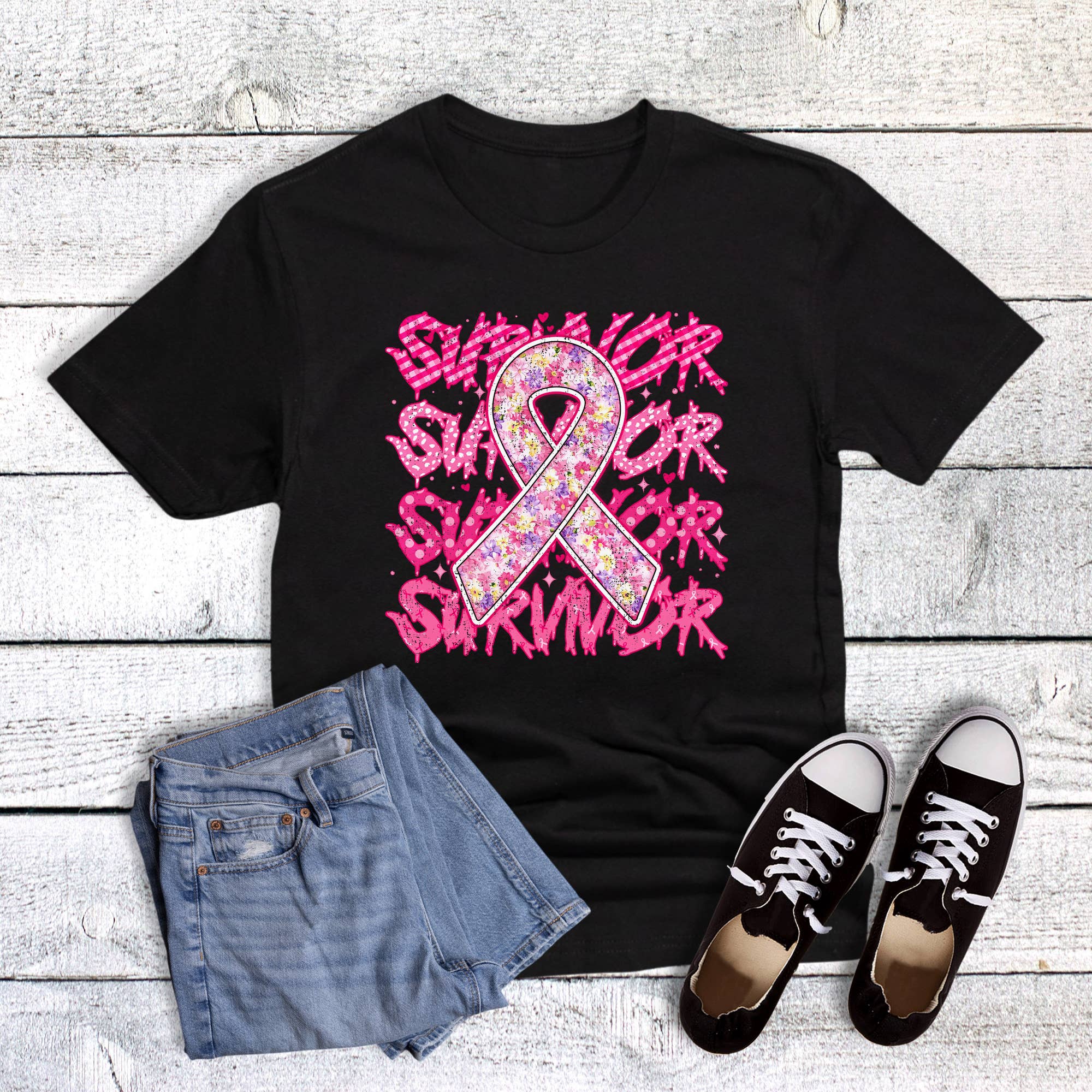 Cancer Survivor Ribbon Graphic Tee Hoodie, Sweatshirt | PodTeesHub.com