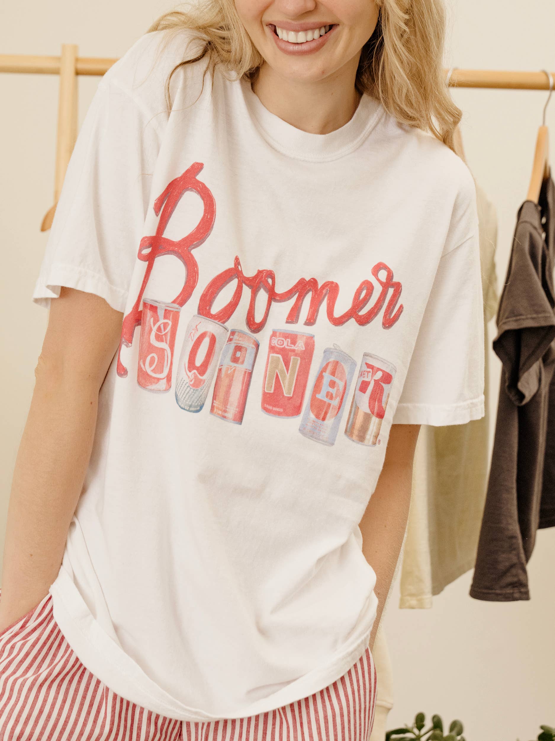 Ou Oklahoma Boomer Sooner Cans White Ellie Perfect Tee Hoodie, Sweatshirt | PodTeesHub.com
