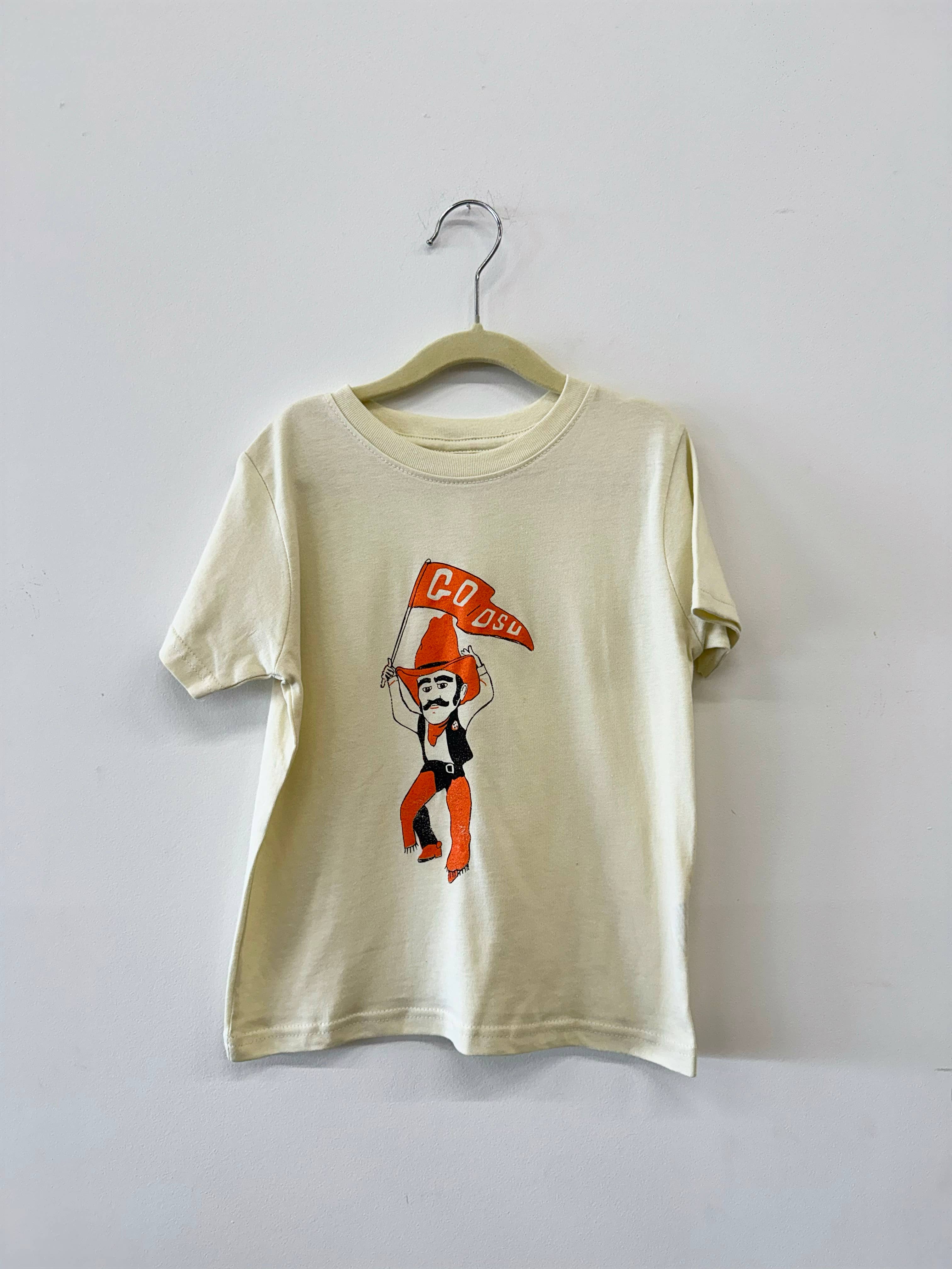 Children's Osu Oklahoma State Cowboys Mascot Flag Cream Tee Hoodie, Sweatshirt | PodTeesHub.com