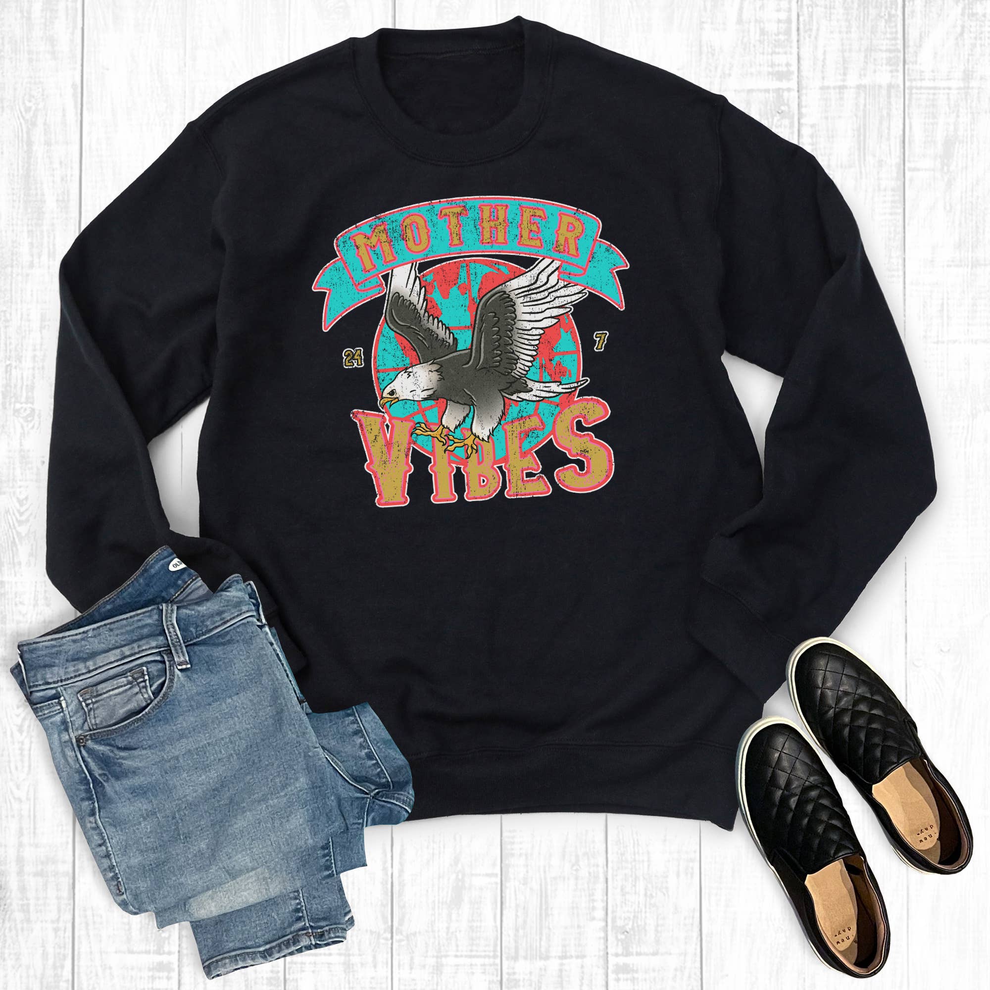 Mother Vibes Eagle Sweatshirt T-Shirts, Hoodie | PodTeesHub.com
