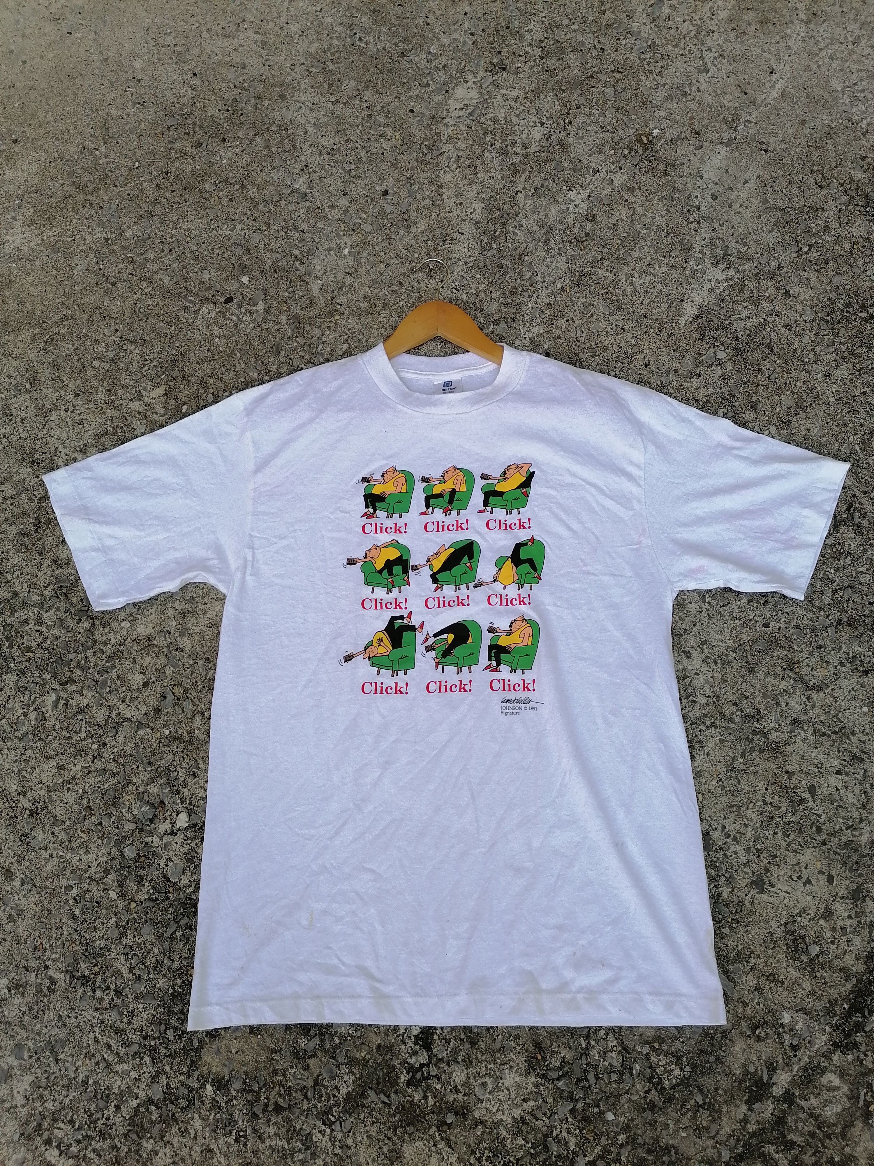 Vintage 90s Johnson Signature Click Cartoon Tee Hoodie, Sweatshirt | PodTeesHub.com