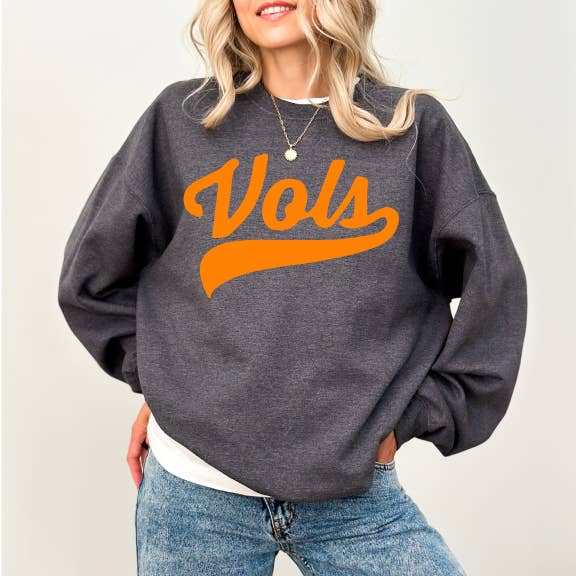 Vols, Dark Heather Gray Crew Fleece Sweatshirt T-Shirts, Hoodie | PodTeesHub.com