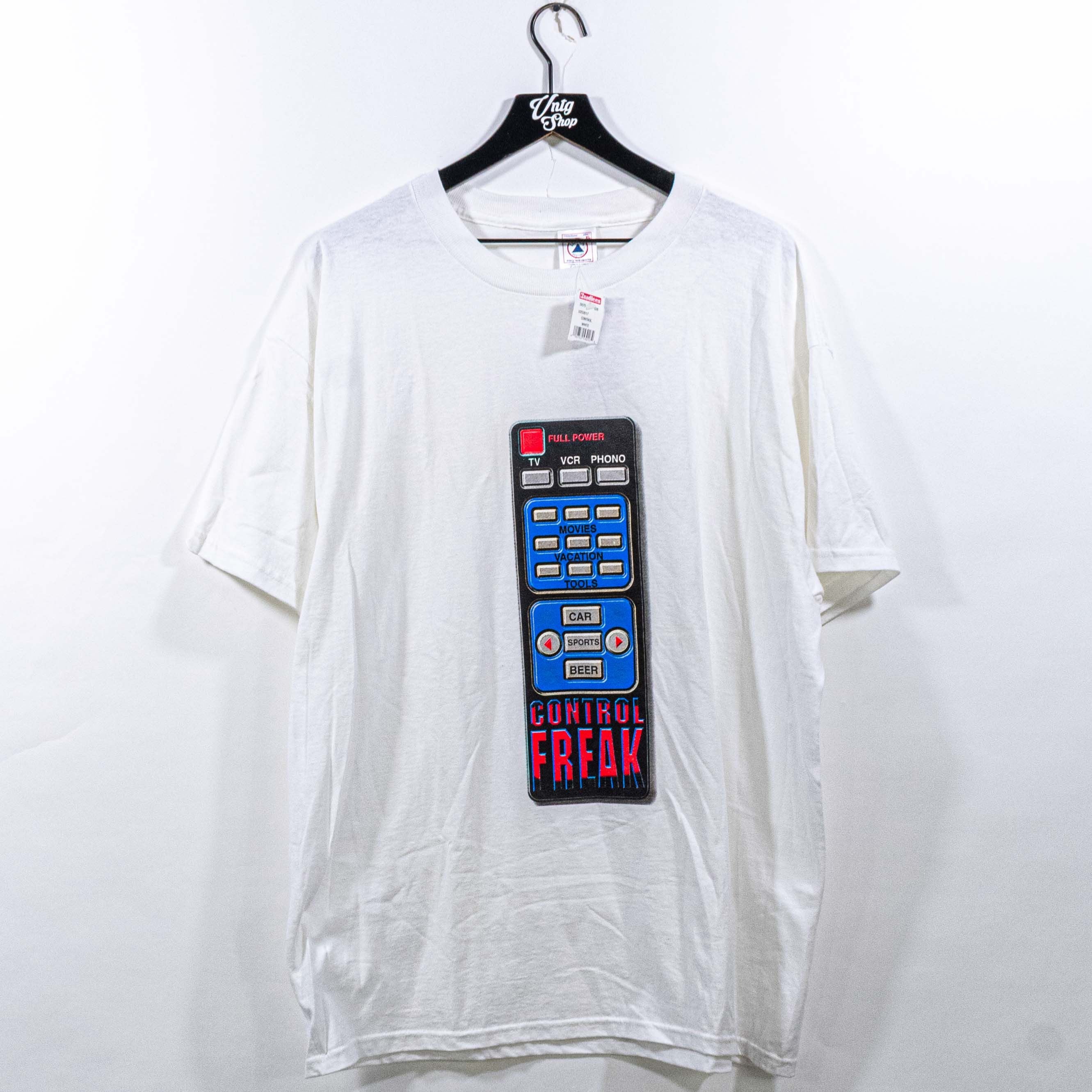 Vintage Control Freak Joke Funny T Shirt Remote Large Vtg 90s Retro Hoodie, Sweatshirt | PodTeesHub.com